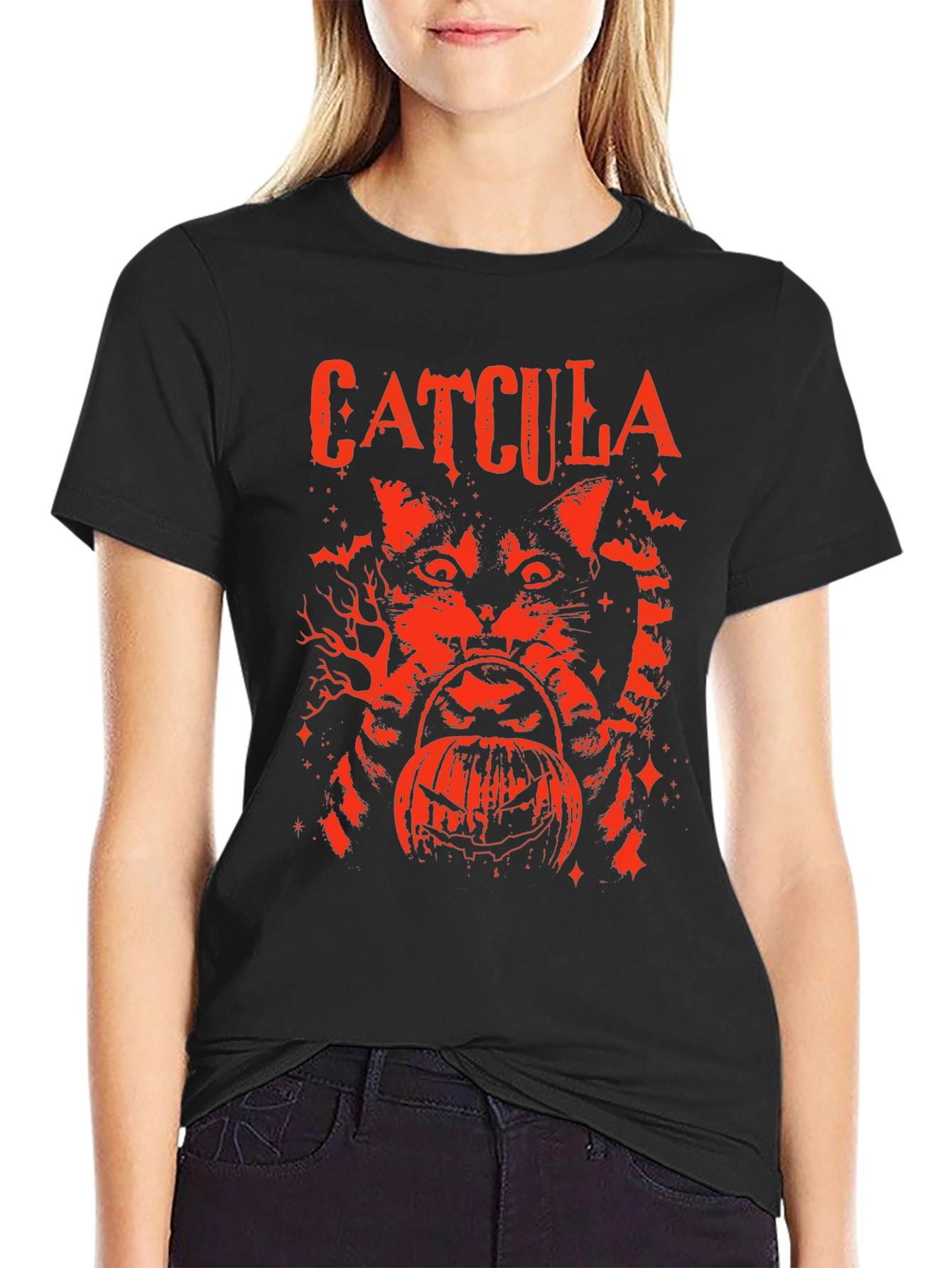 Catcula Halloween T-Shirt - Black