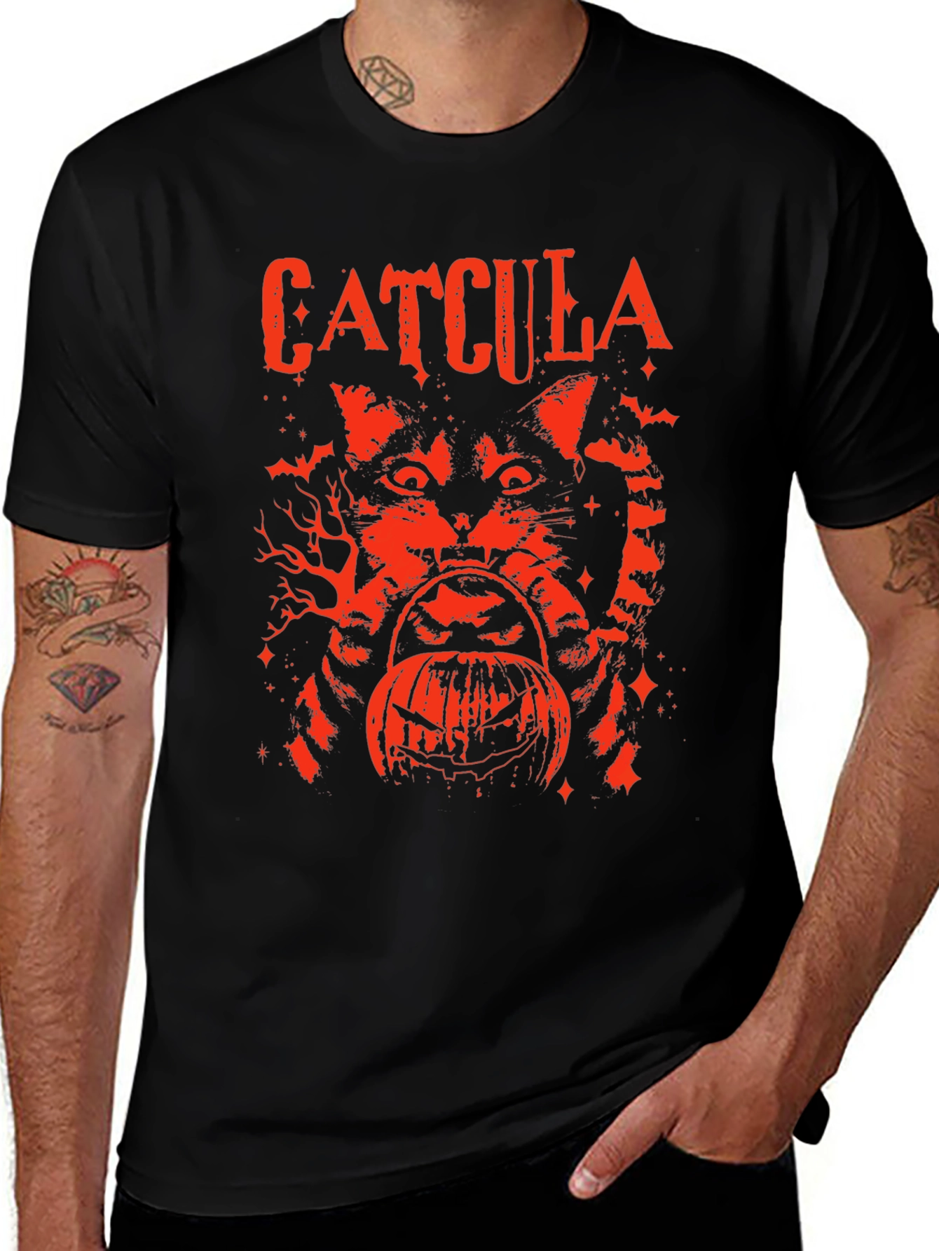 Catcula Halloween T-Shirt - Black