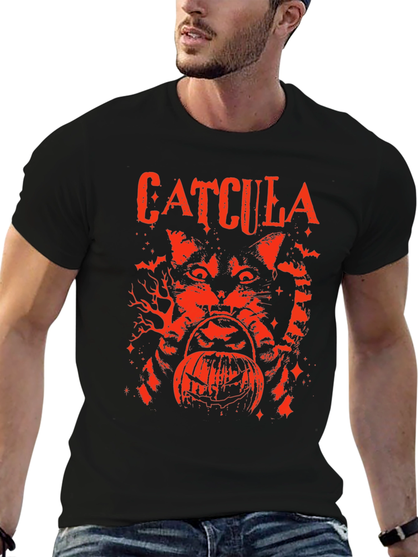 Catcula Halloween T-Shirt - Black