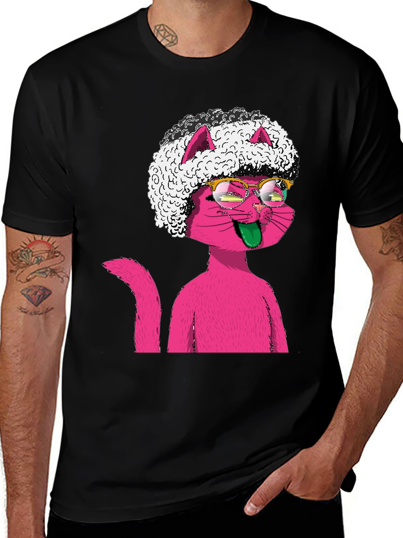 Whimsical Pink Cat T-Shirt