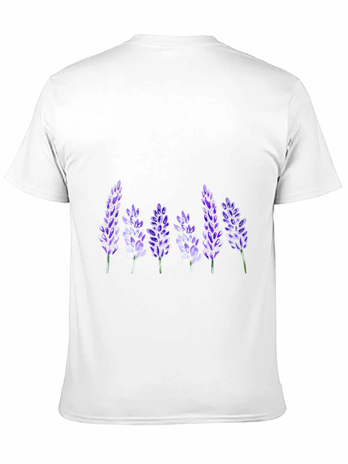 Floral Lavender Print Black T-Shirt