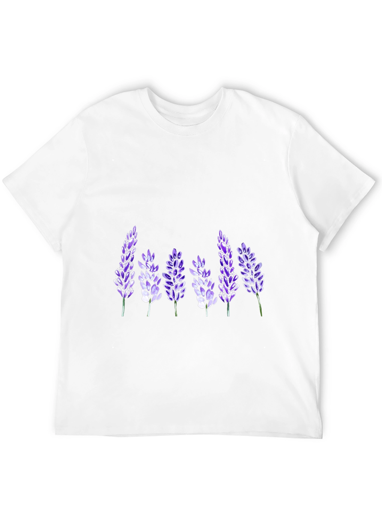 Floral Lavender Print Black T-Shirt