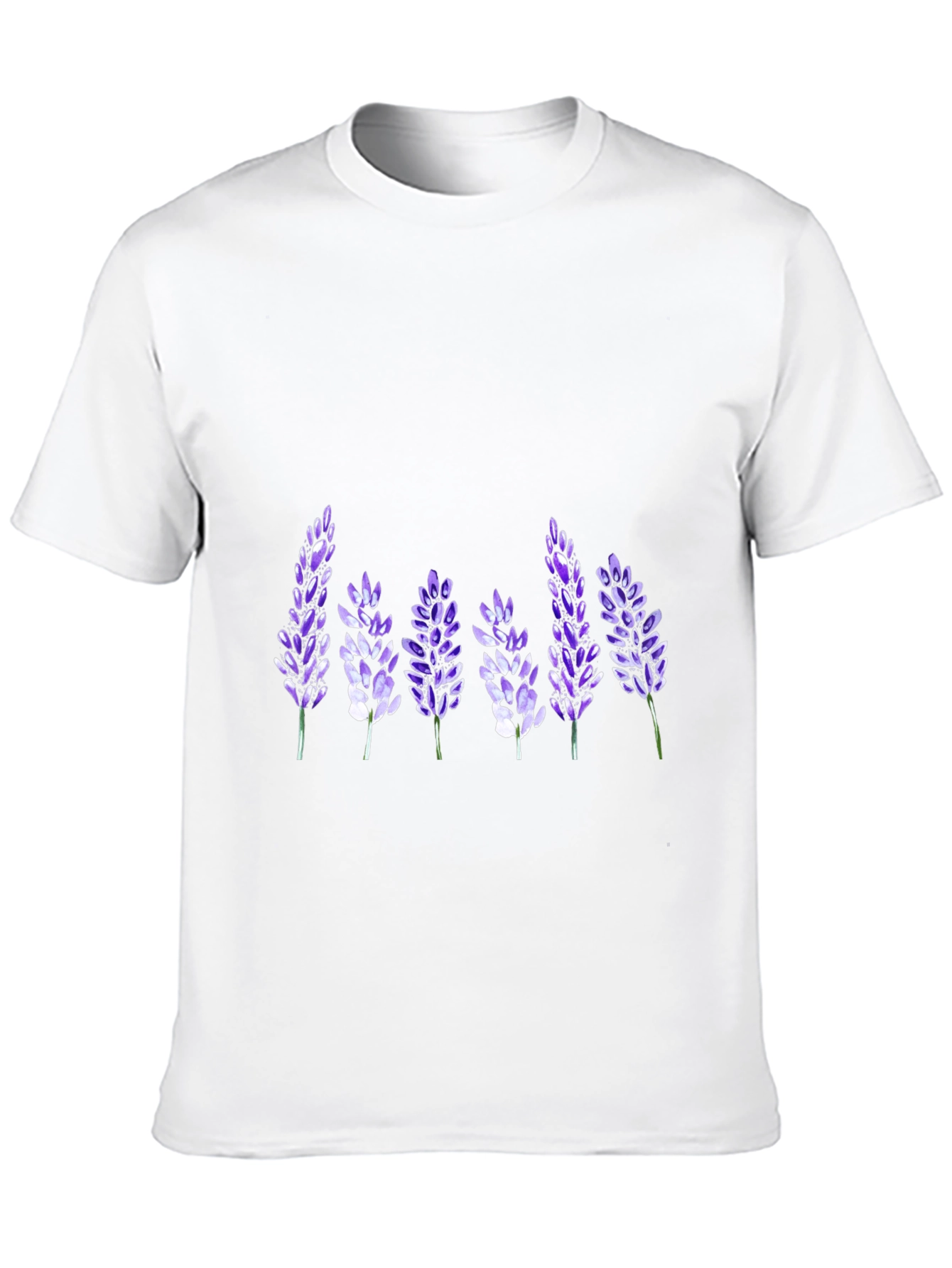 Floral Lavender Print Black T-Shirt