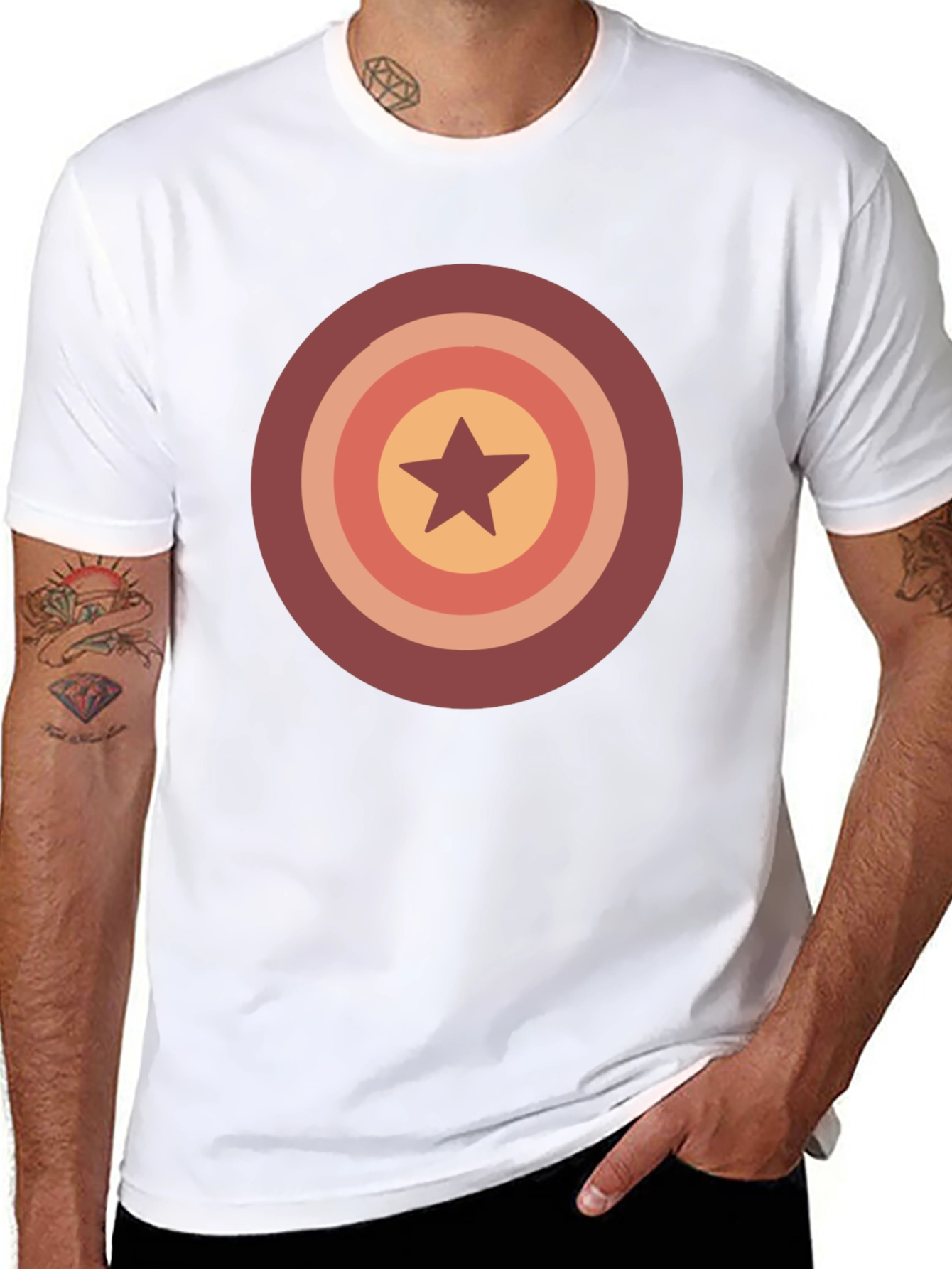 Retro Star Target Graphic Tee - Casual Wear
