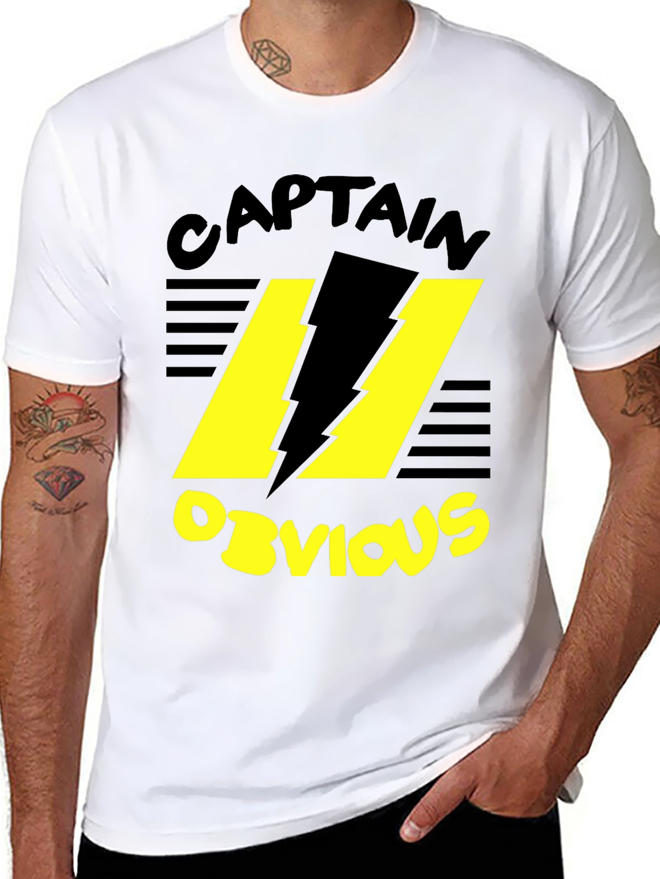 Captain Obvious Black Graphic T-Shirt