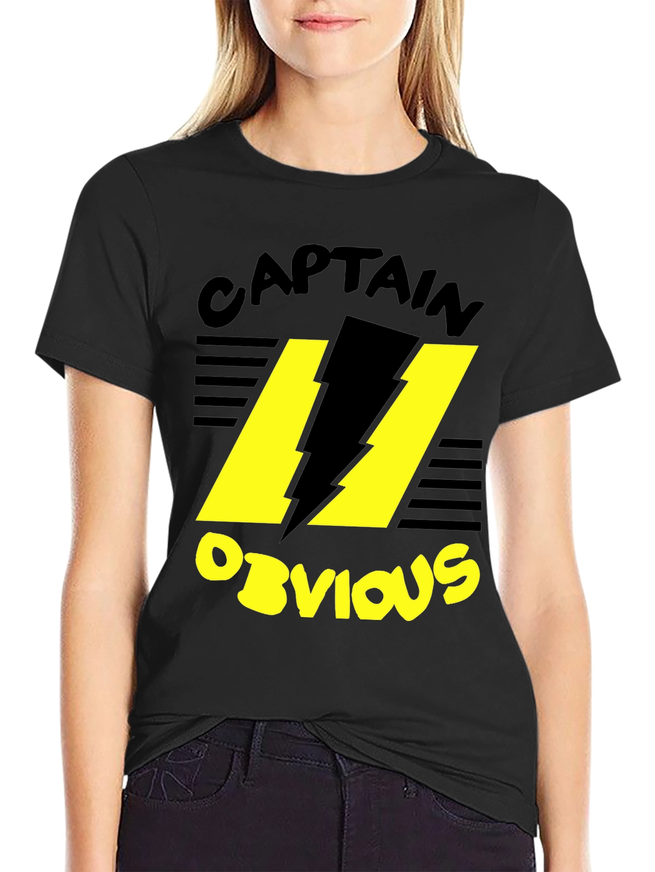 Captain Obvious Black Graphic T-Shirt