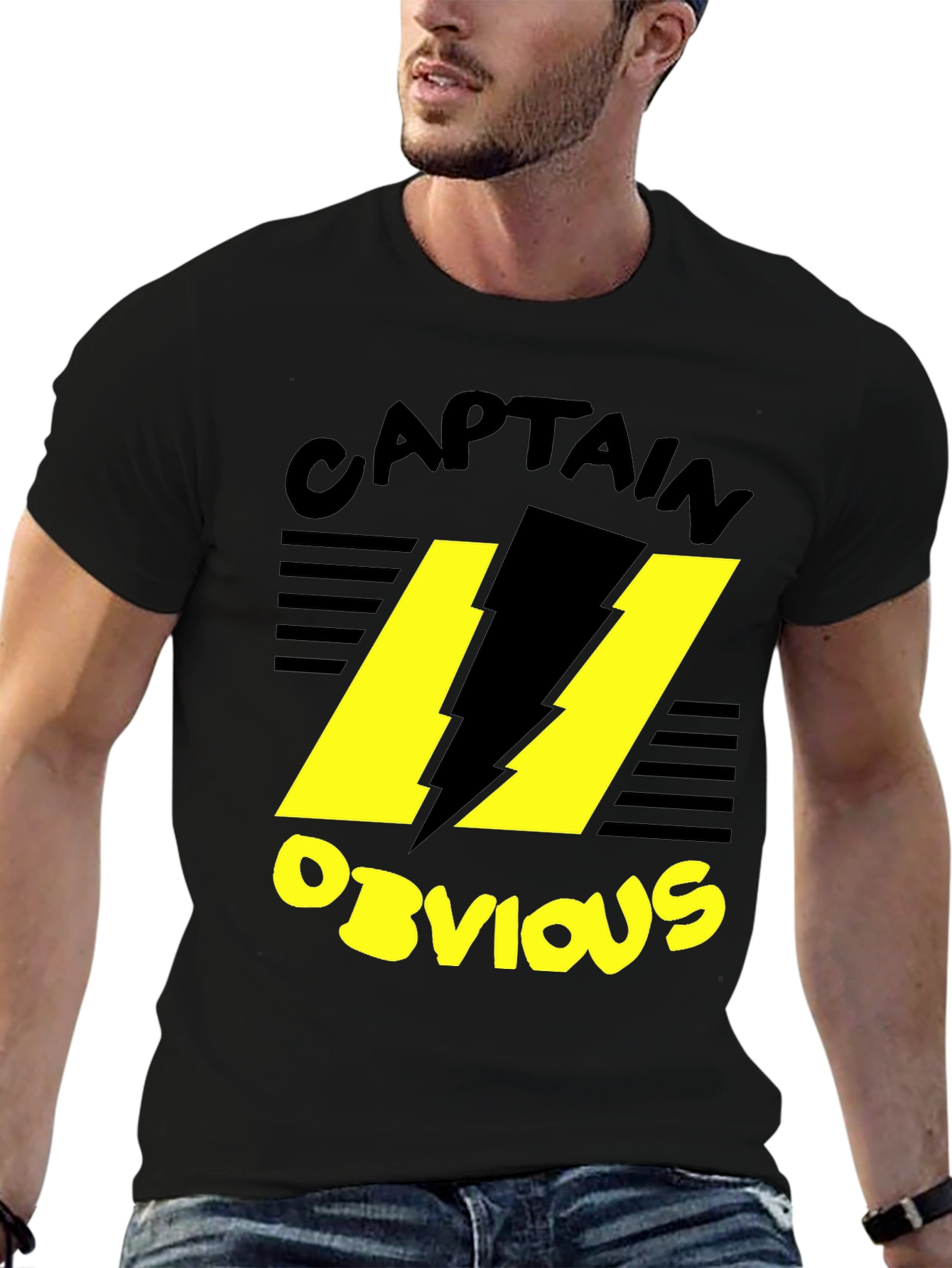Captain Obvious Black Graphic T-Shirt