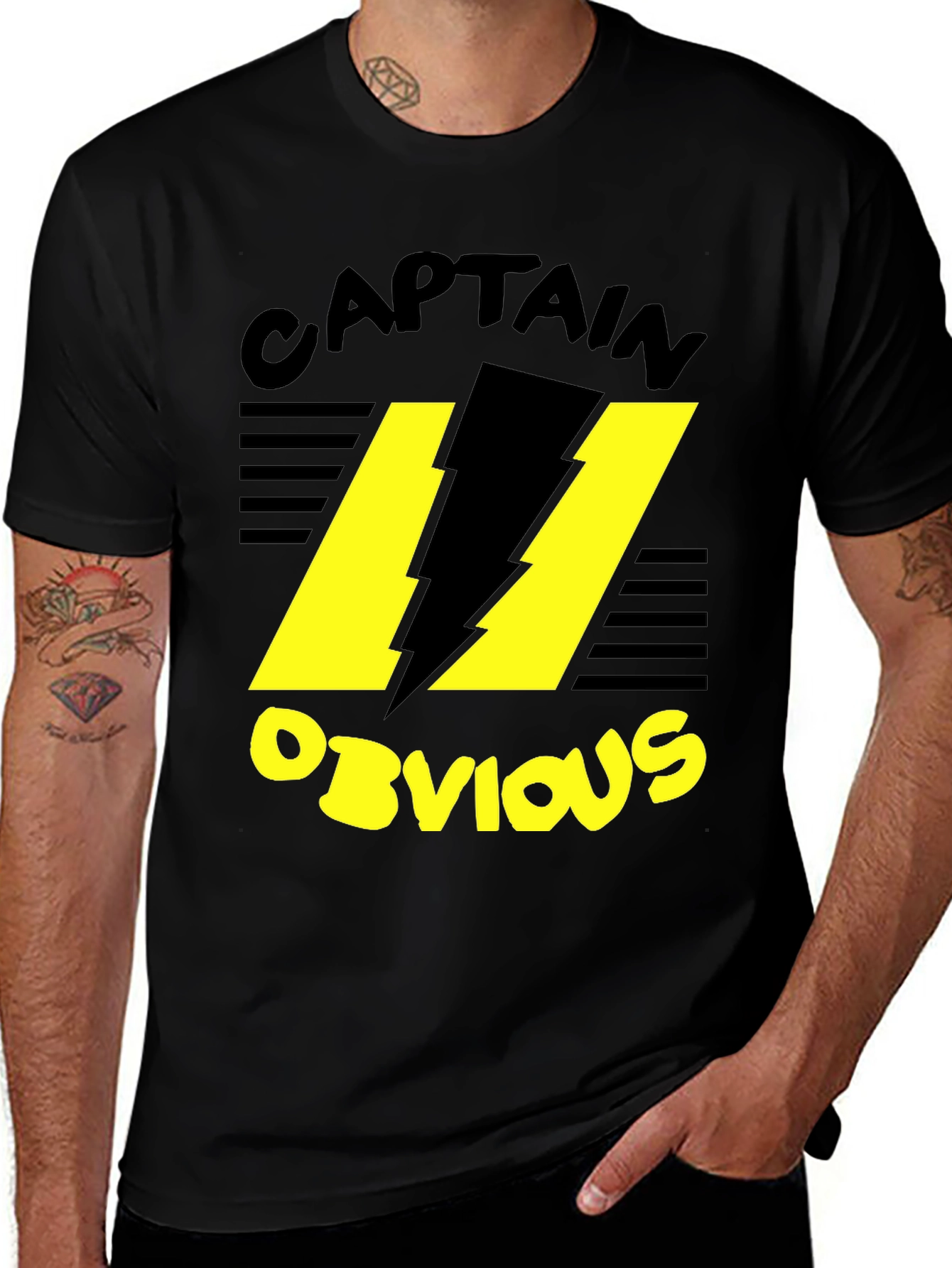 Captain Obvious Black Graphic T-Shirt