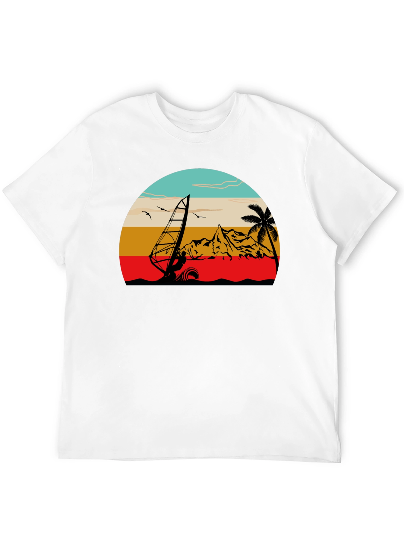 Windsurf Graphic Tee - Black Cotton T-Shirt