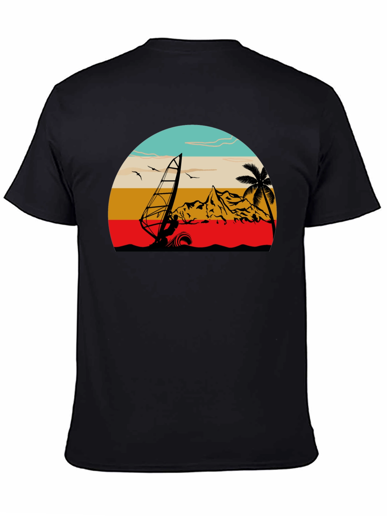 Windsurf Graphic Tee - Black Cotton T-Shirt