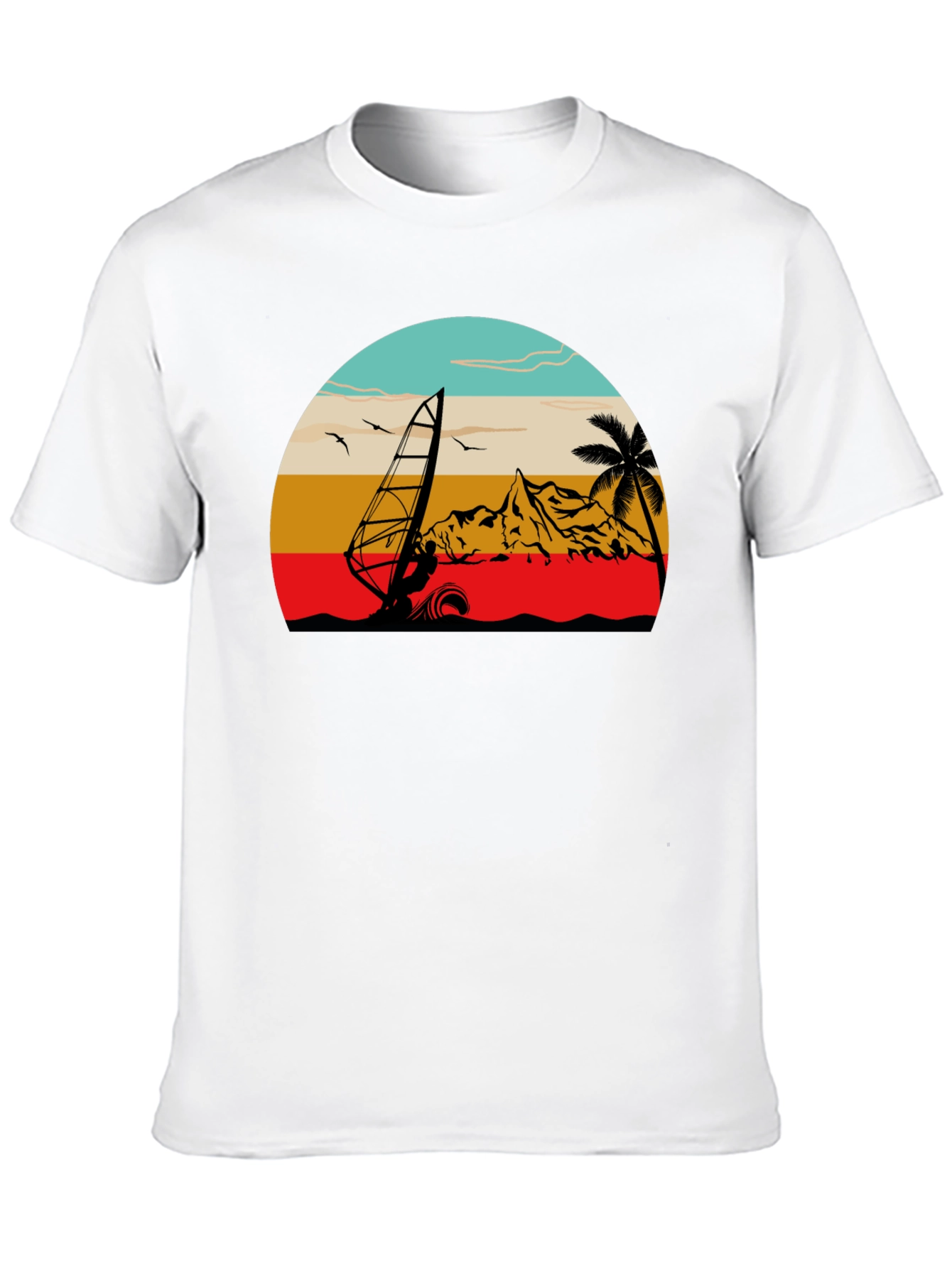 Windsurf Graphic Tee - Black Cotton T-Shirt