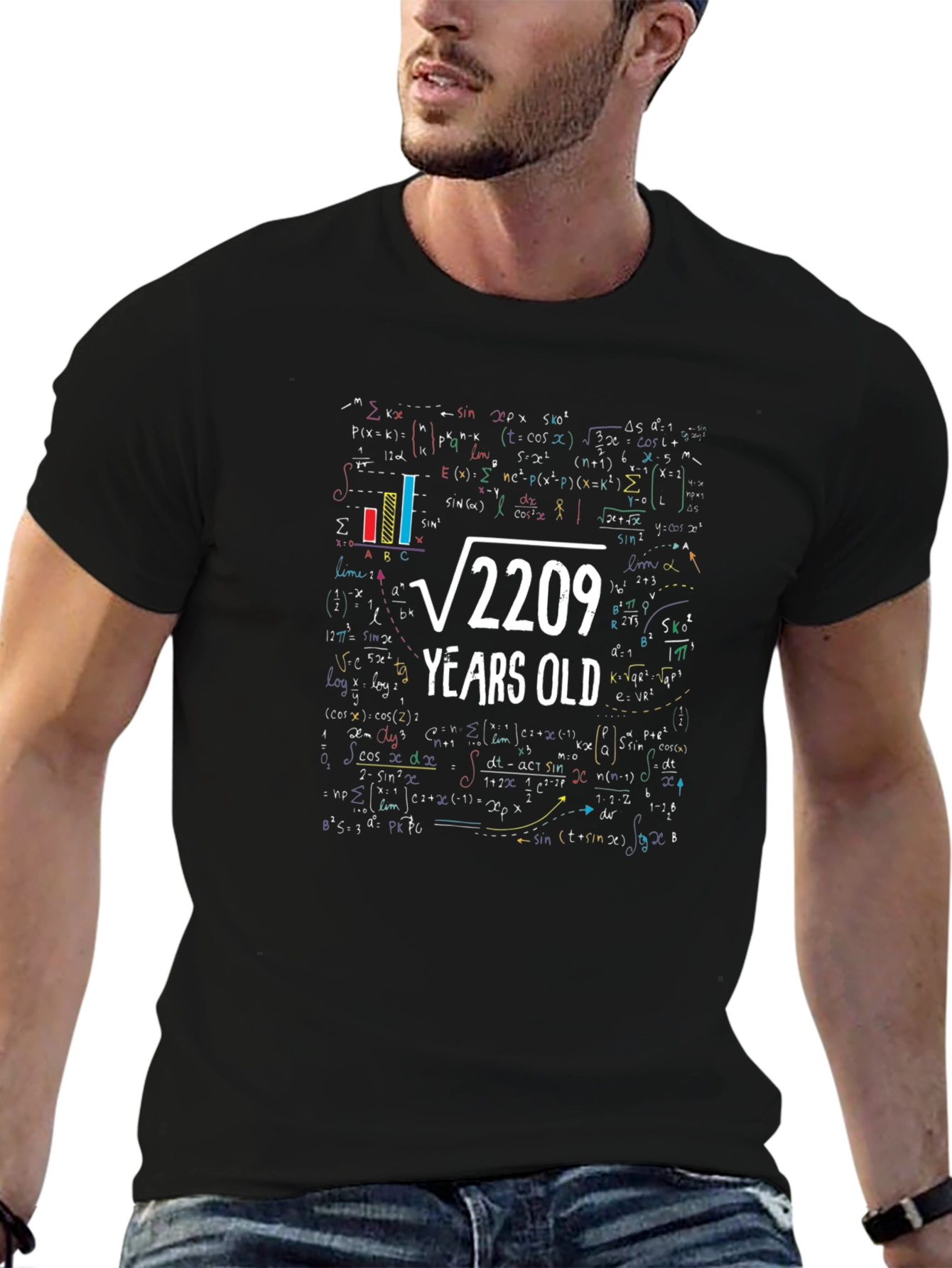 Funny Math 47th Birthday T-Shirt: Root 2209 Years Old