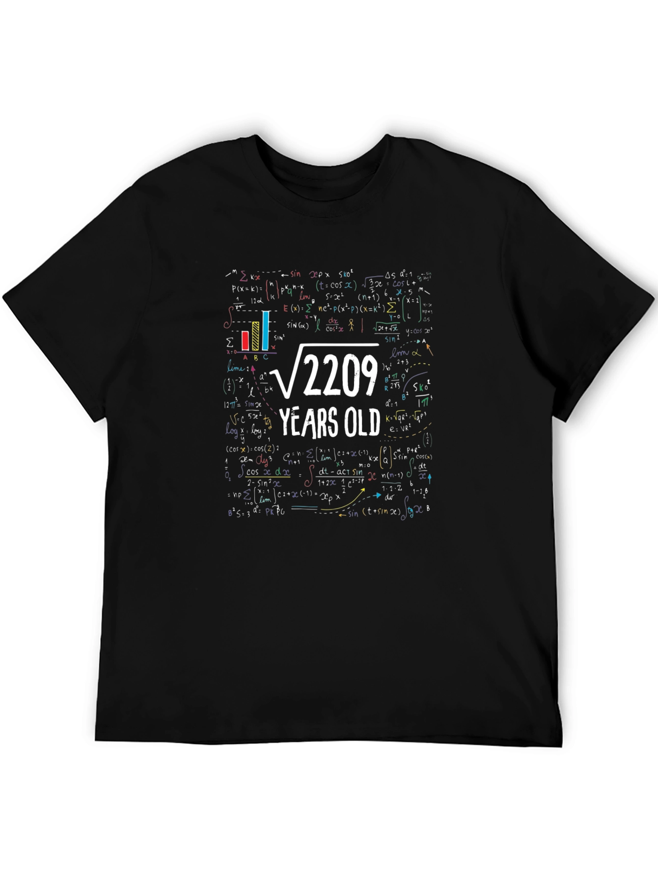 Funny Math 47th Birthday T-Shirt: Root 2209 Years Old