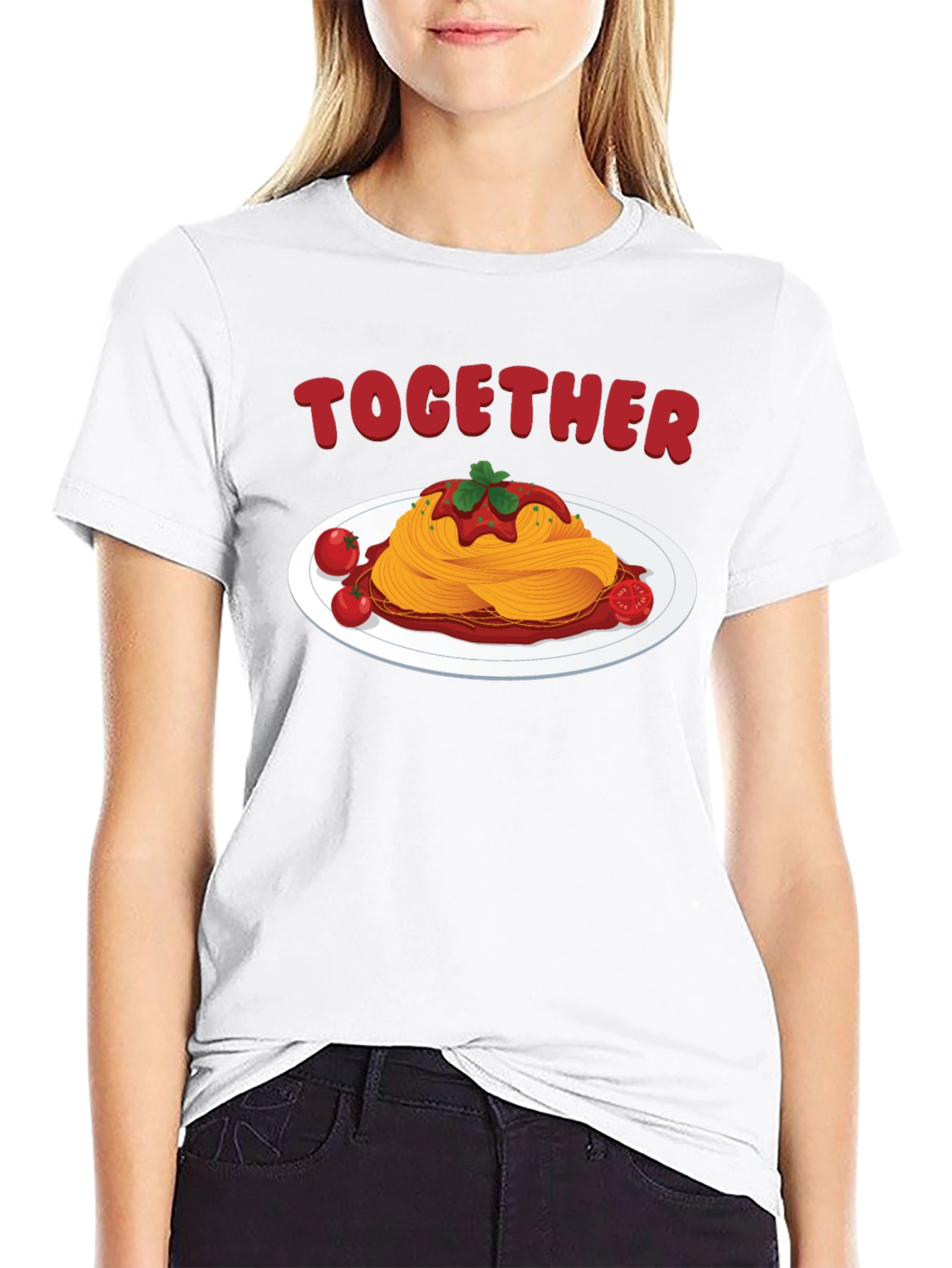 Together Spaghetti Graphic Tee - Black Cotton Shirt
