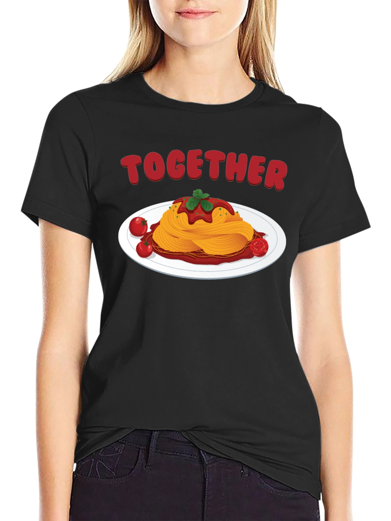 Together Spaghetti Graphic Tee - Black Cotton Shirt