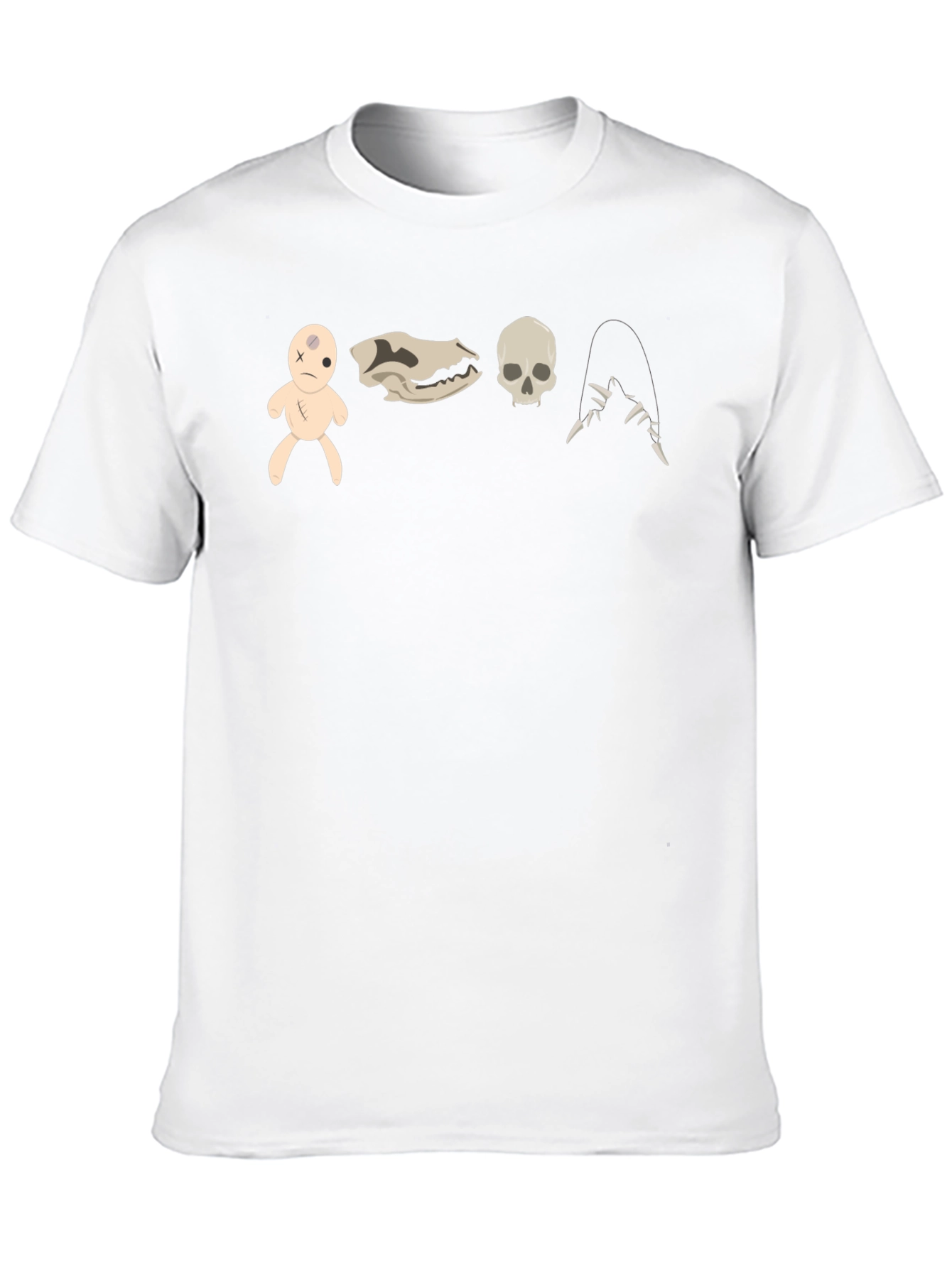 Creepy Cute Graphic Tee - Voodoo Doll Skull Bones