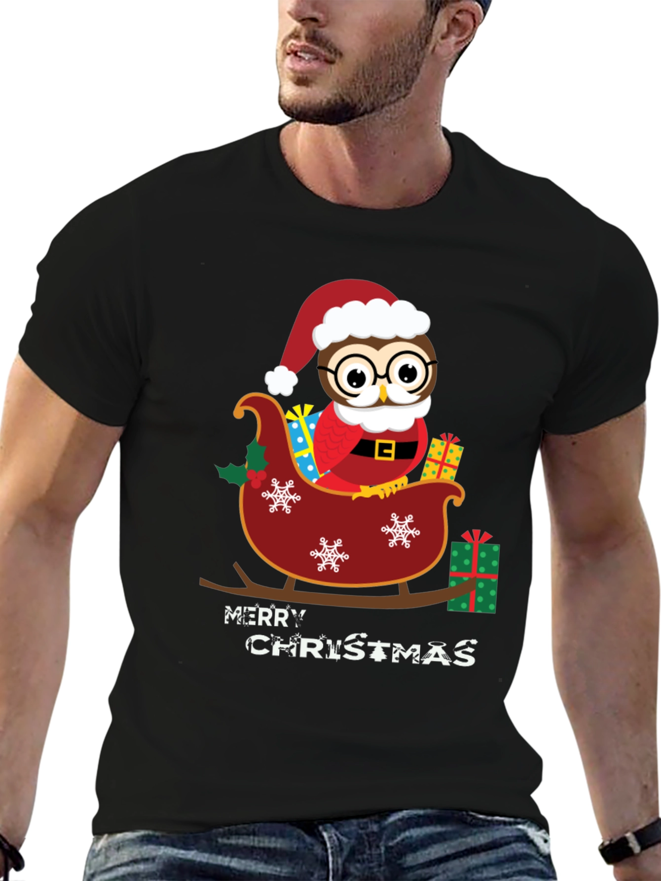 Festive Owl Christmas T-Shirt