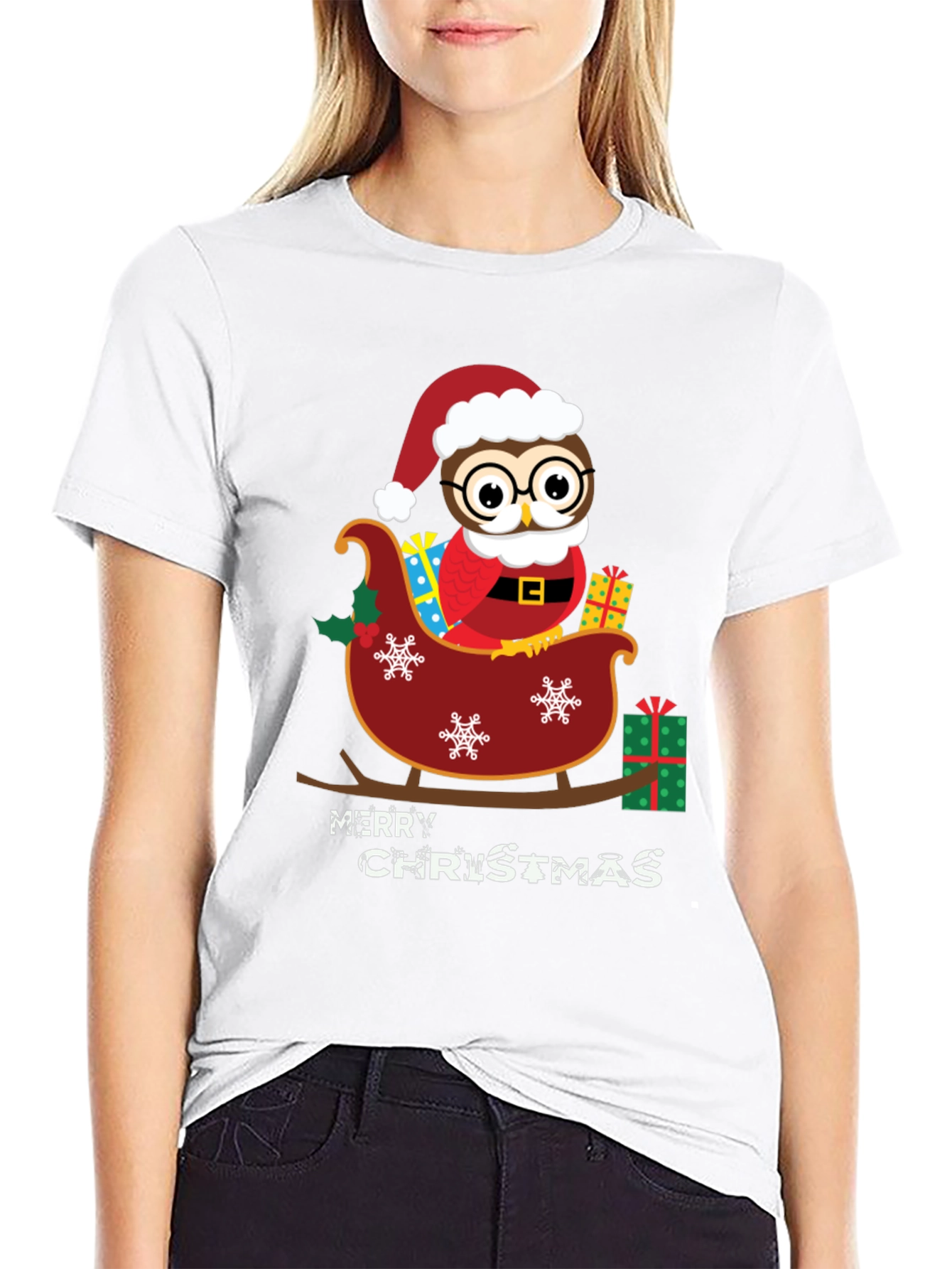 Festive Owl Christmas T-Shirt