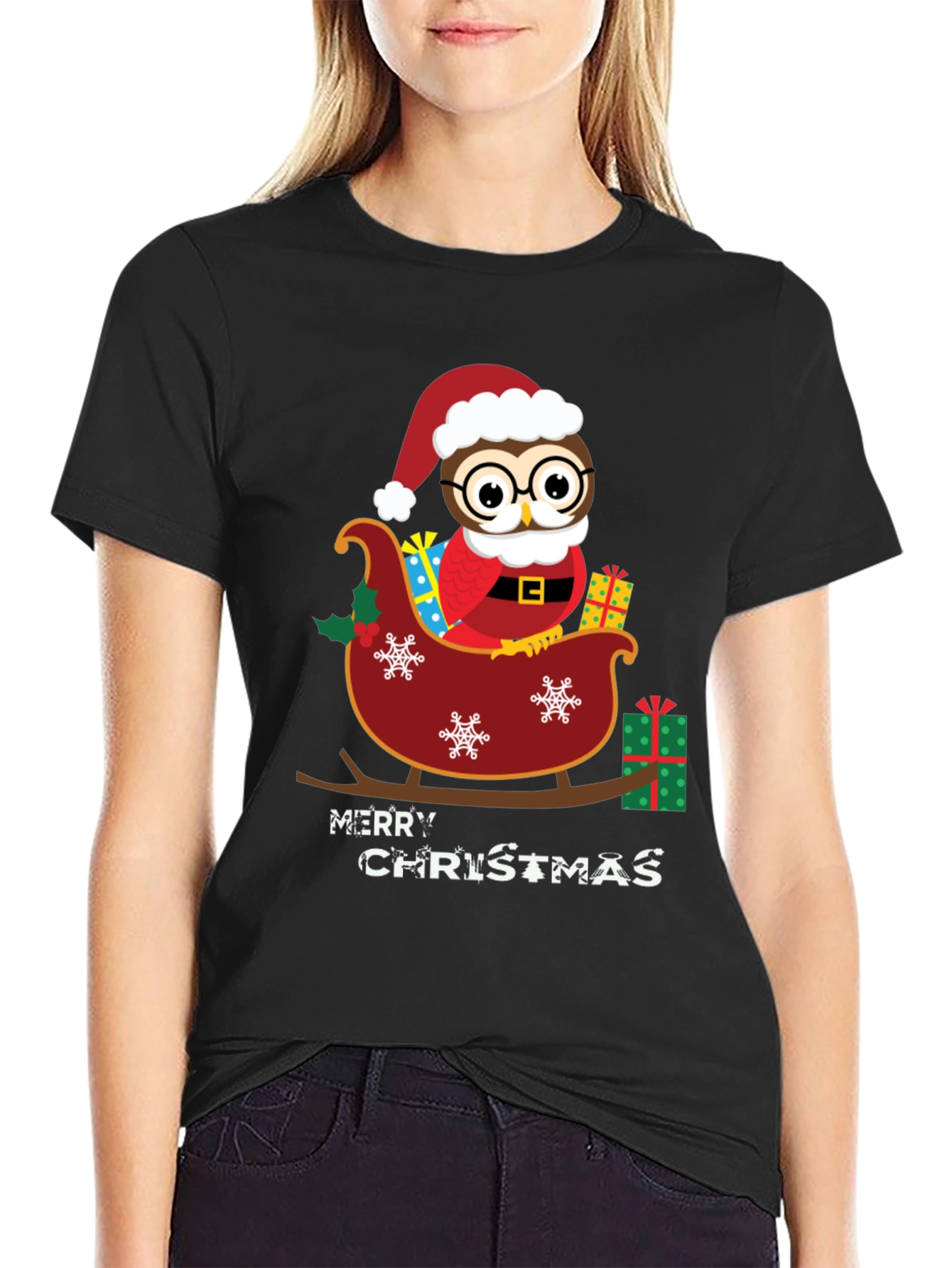 Festive Owl Christmas T-Shirt
