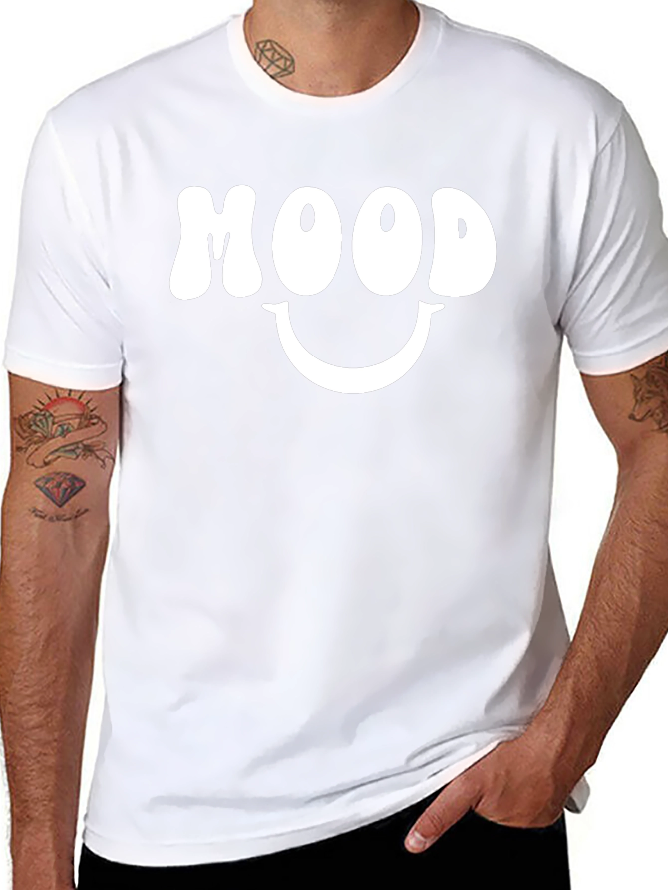 Mood Smiley Face Graphic Tee - Black