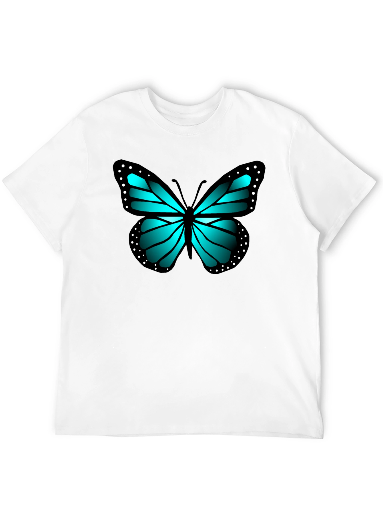 Blue Butterfly Graphic Black Tee
