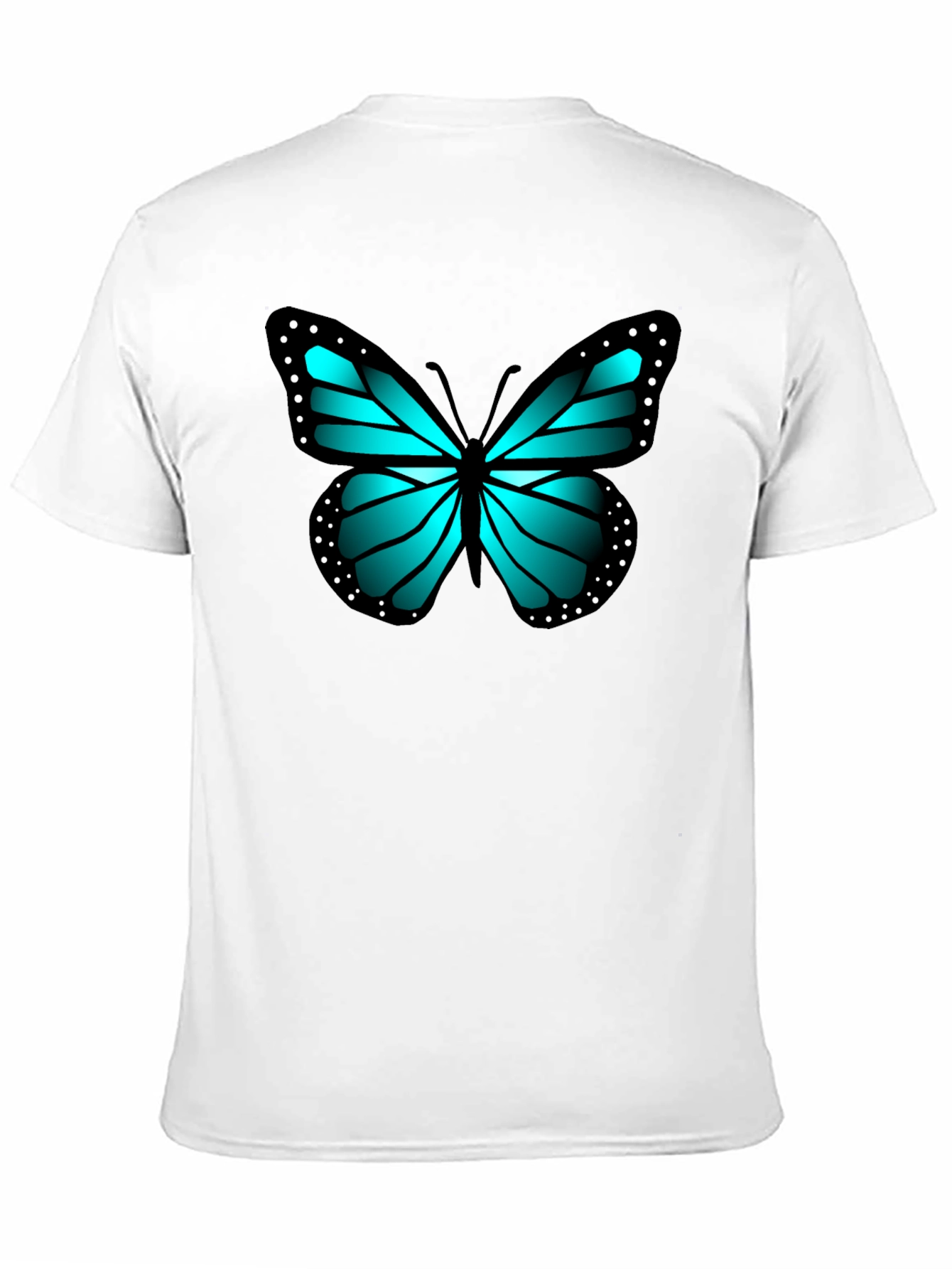 Blue Butterfly Graphic Black Tee