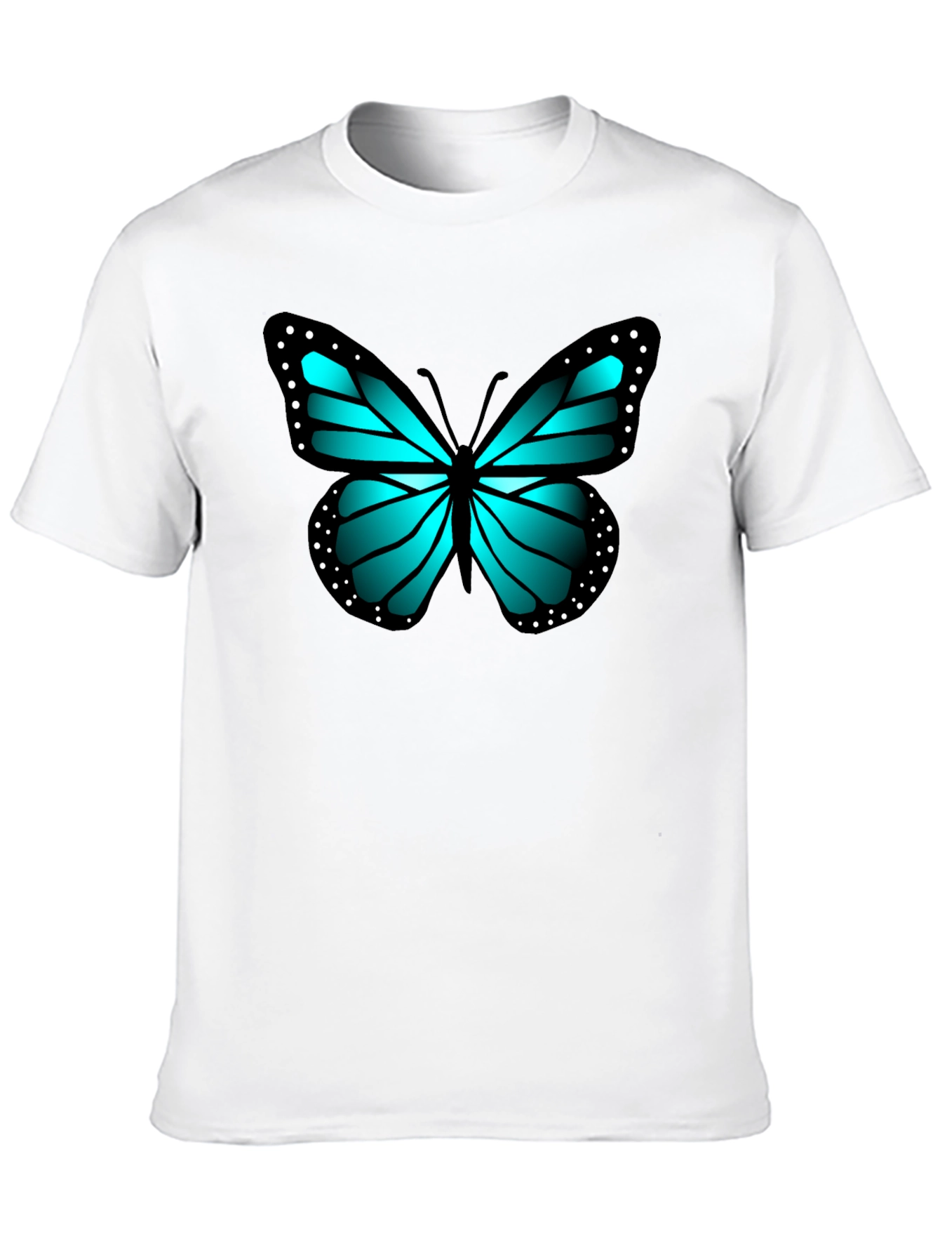 Blue Butterfly Graphic Black Tee