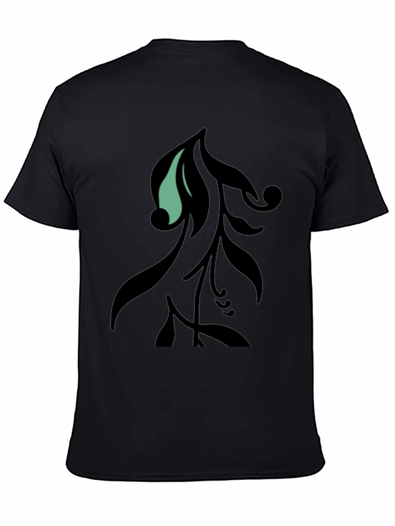 Stylish Black Graphic Tee with Leaf Design