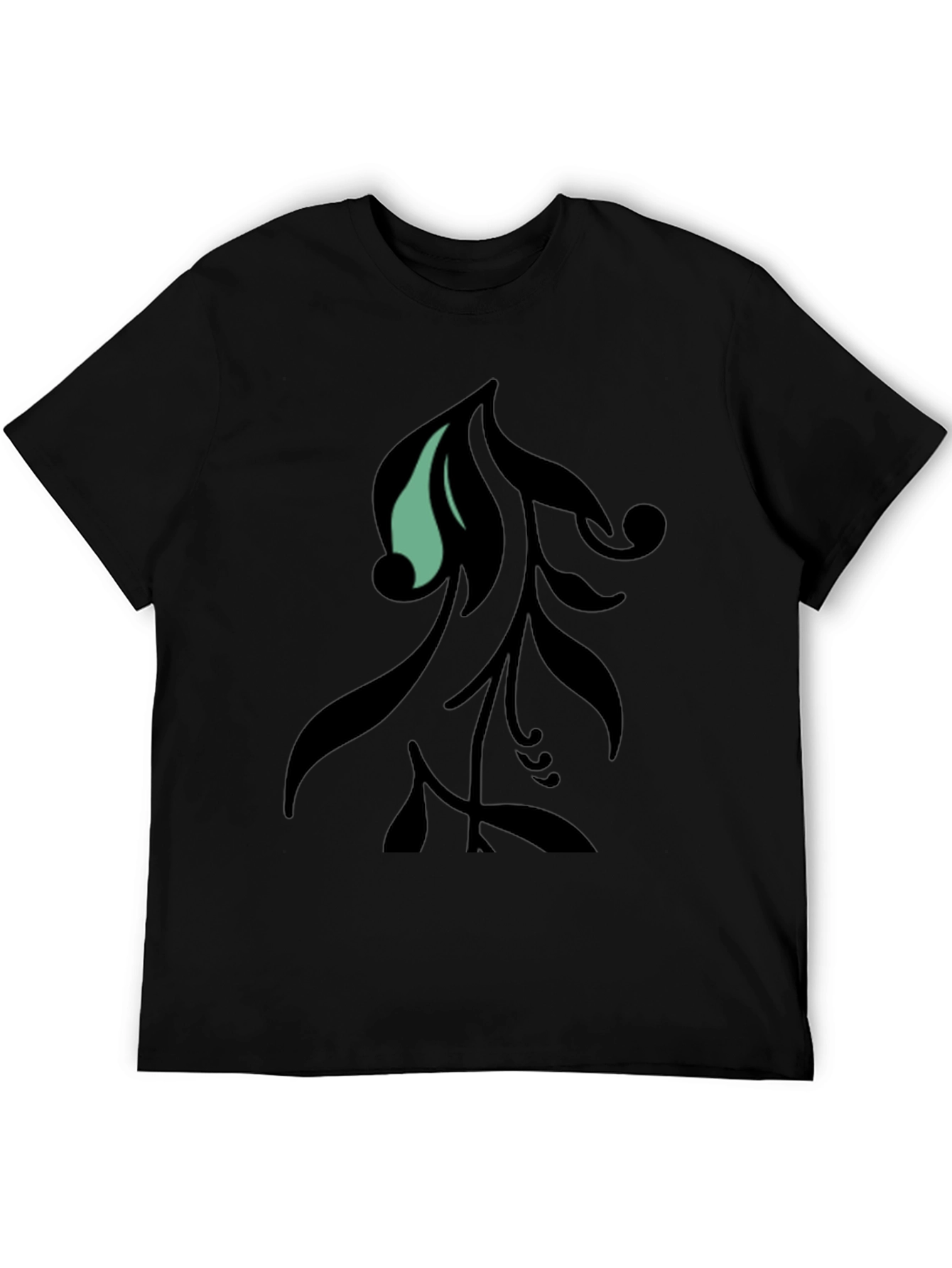 Stylish Black Graphic Tee with Leaf Design