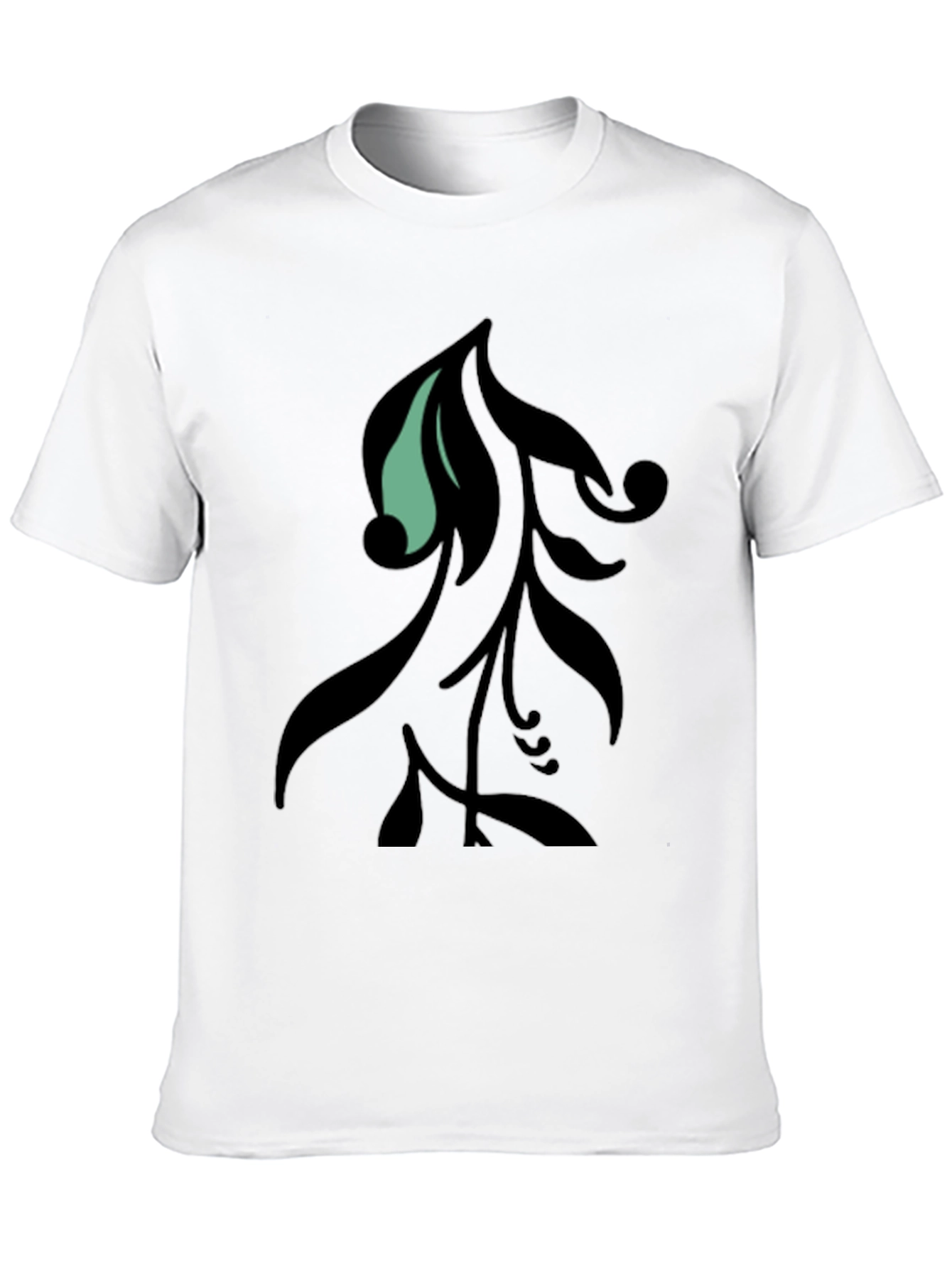 Stylish Black Graphic Tee with Leaf Design