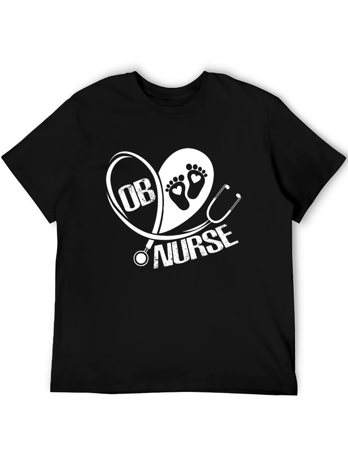 OB Nurse T-Shirt - Heart Graphic