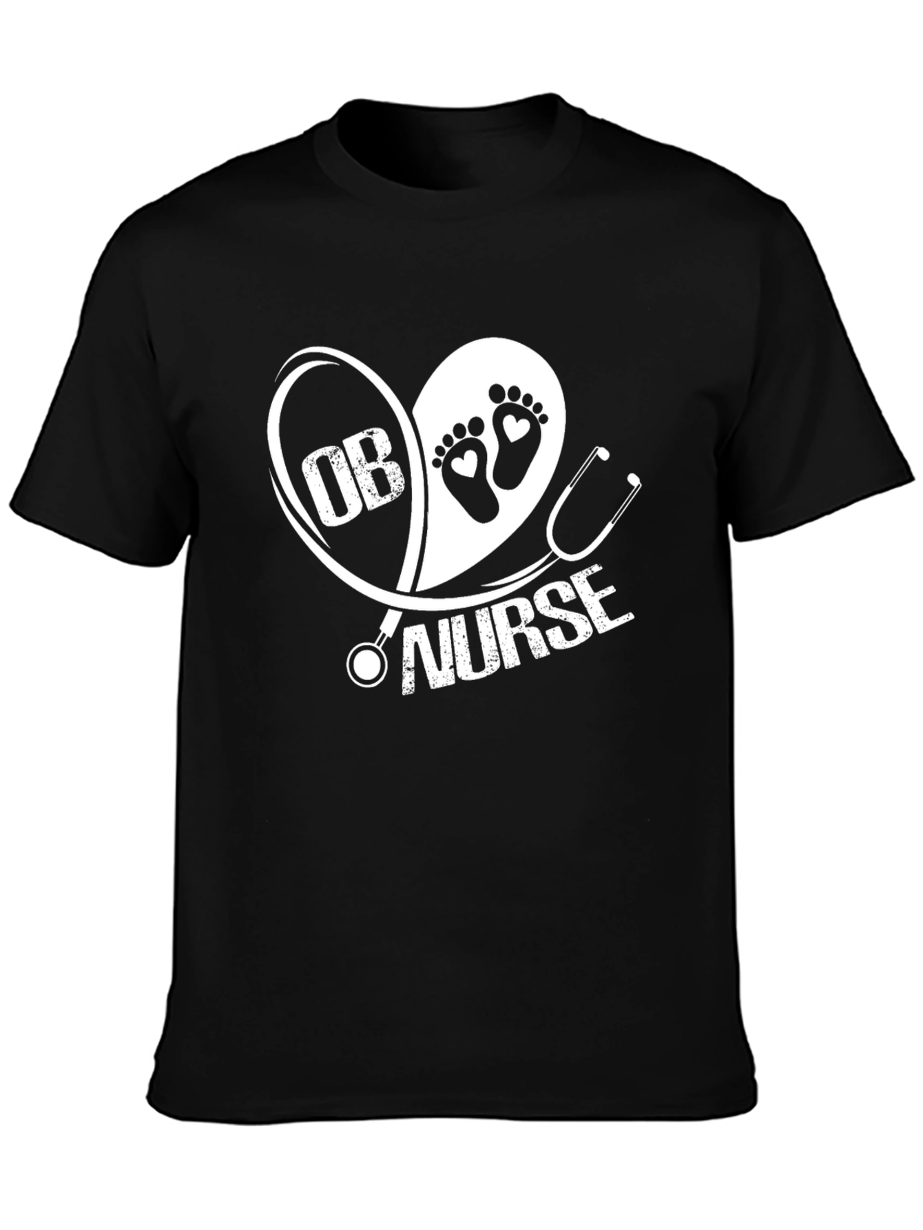 OB Nurse T-Shirt - Heart Graphic