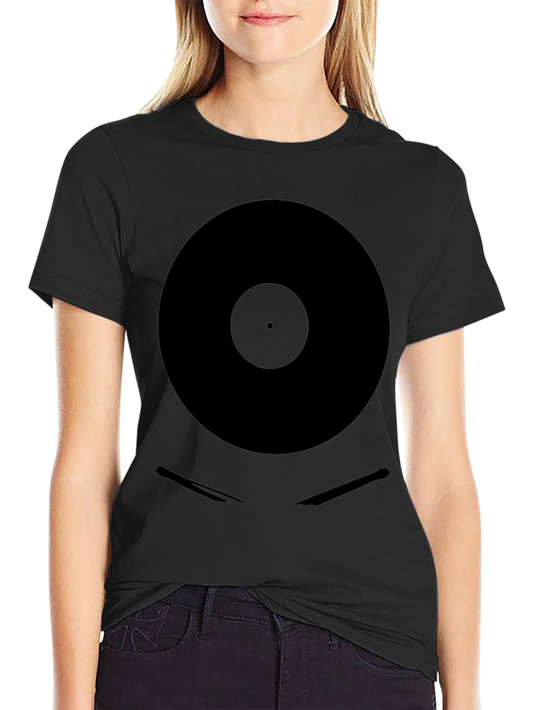Black Vinyl Record Graphic Tee - Retro Music Lover Shirt