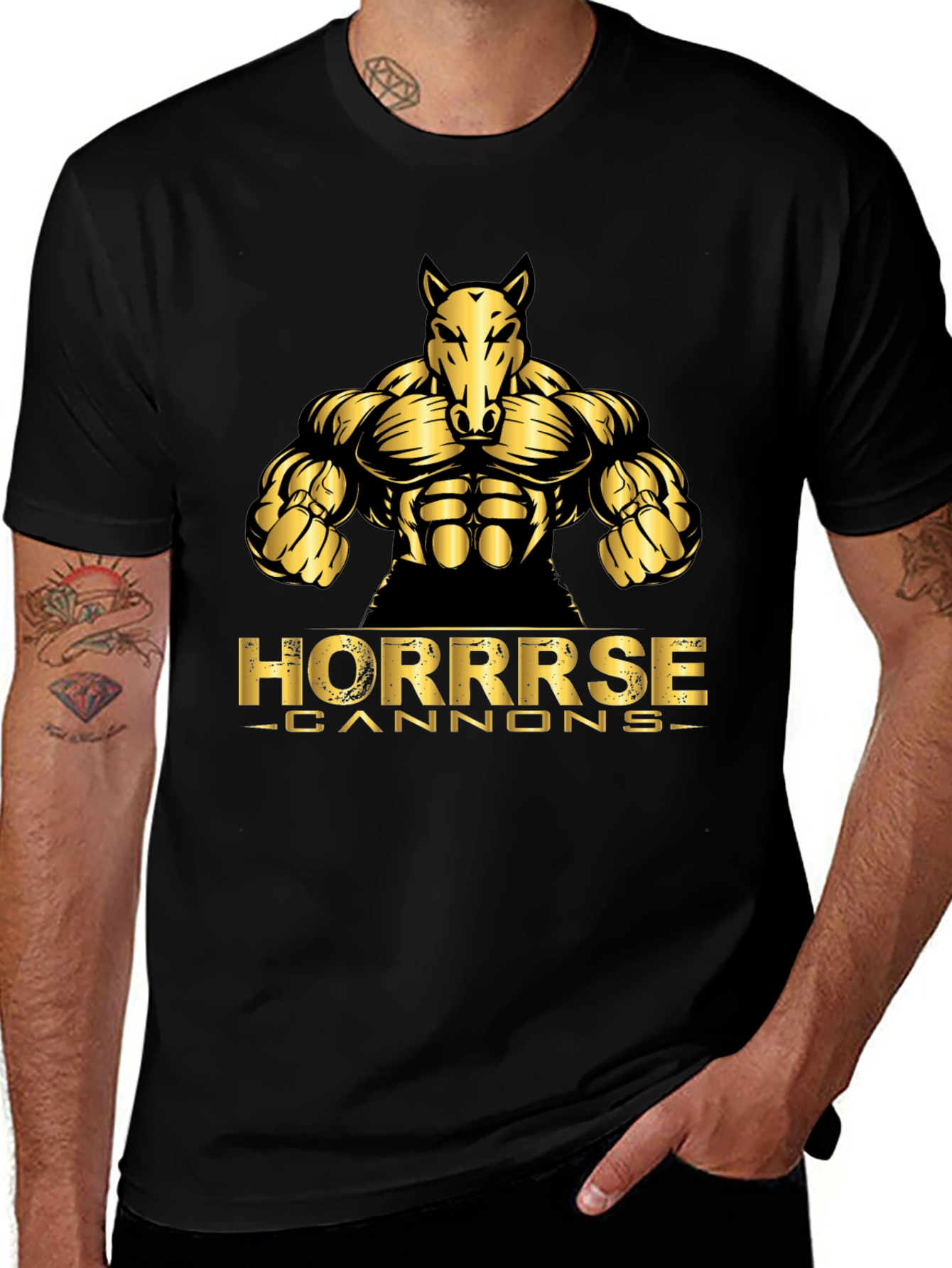 Horrrse Cannons Black Graphic Tee