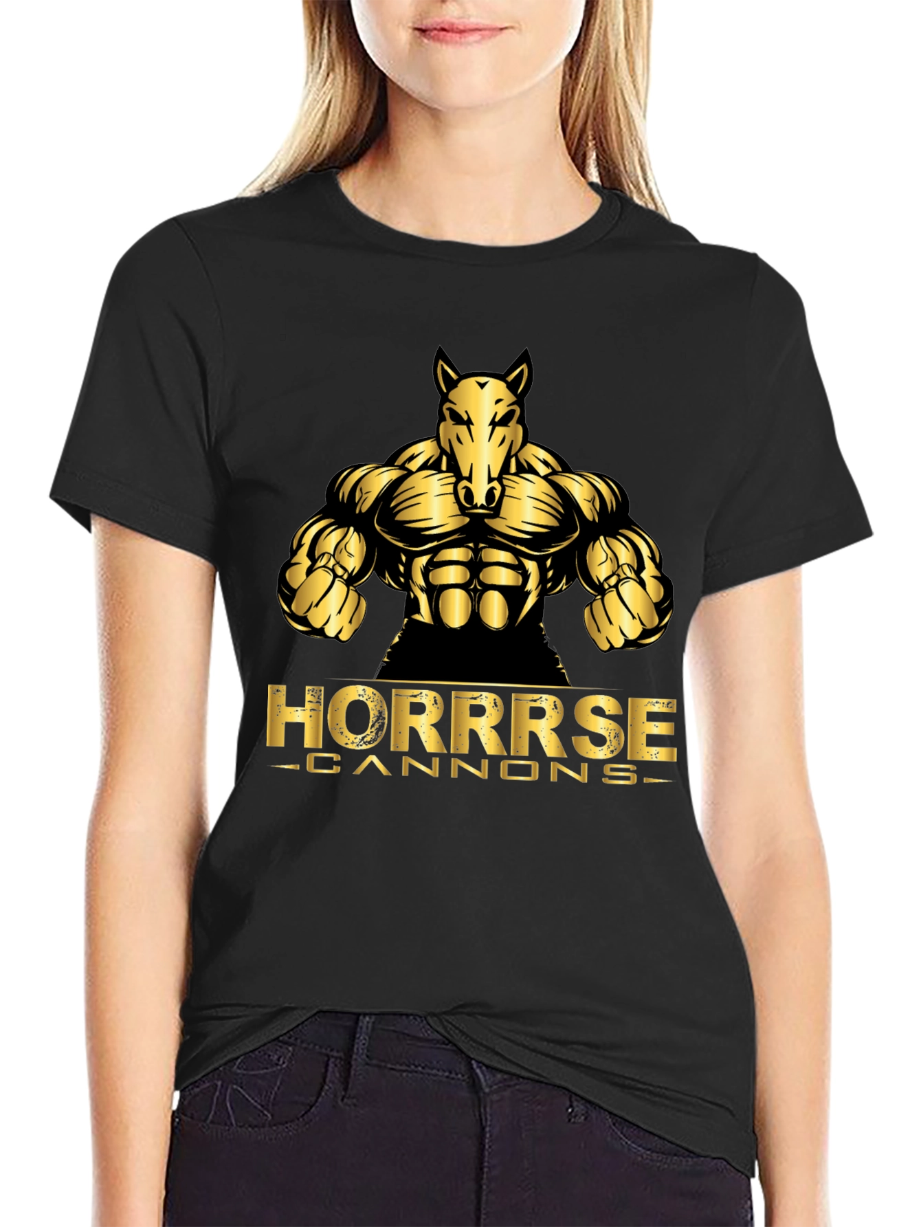 Horrrse Cannons Black Graphic Tee