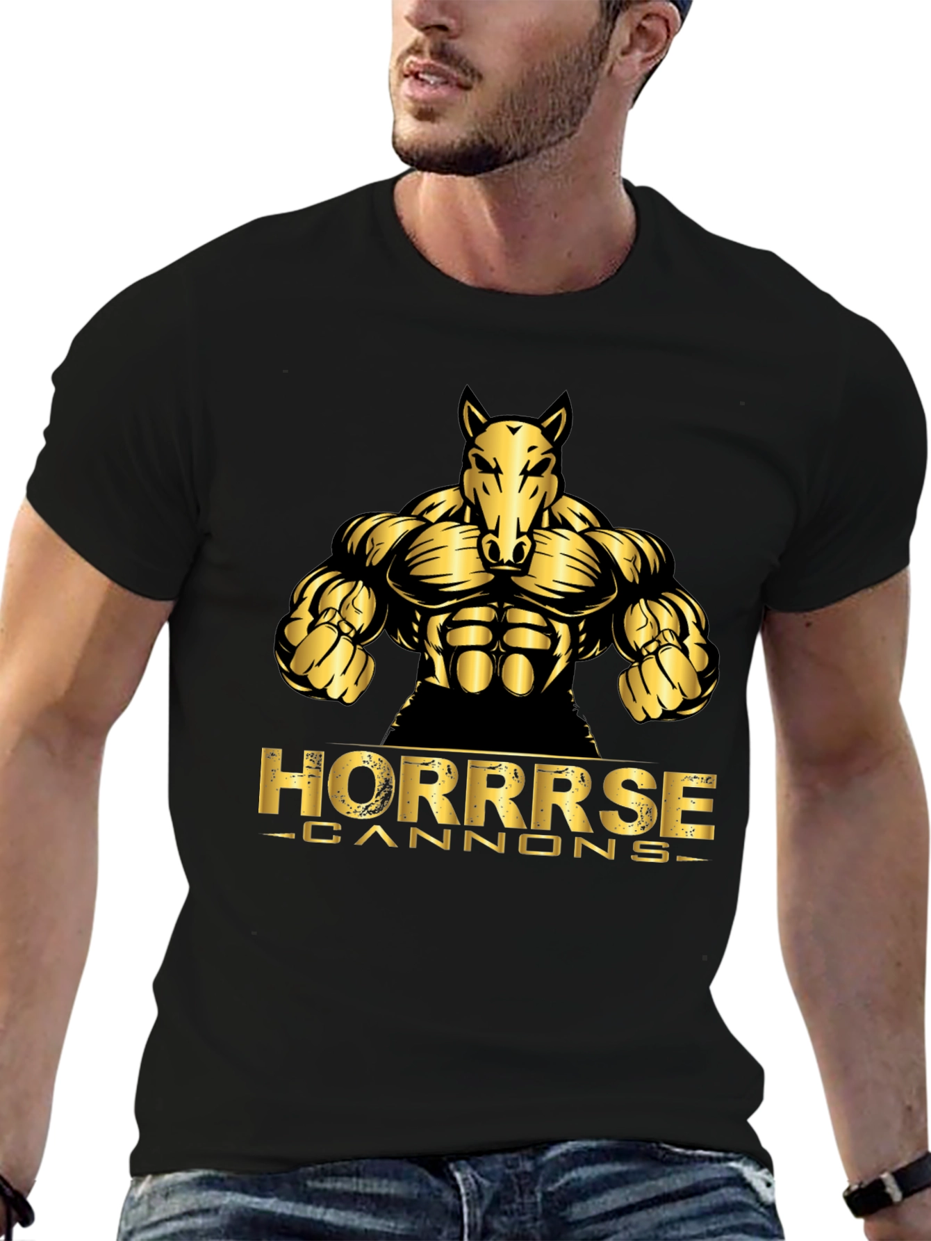Horrrse Cannons Black Graphic Tee