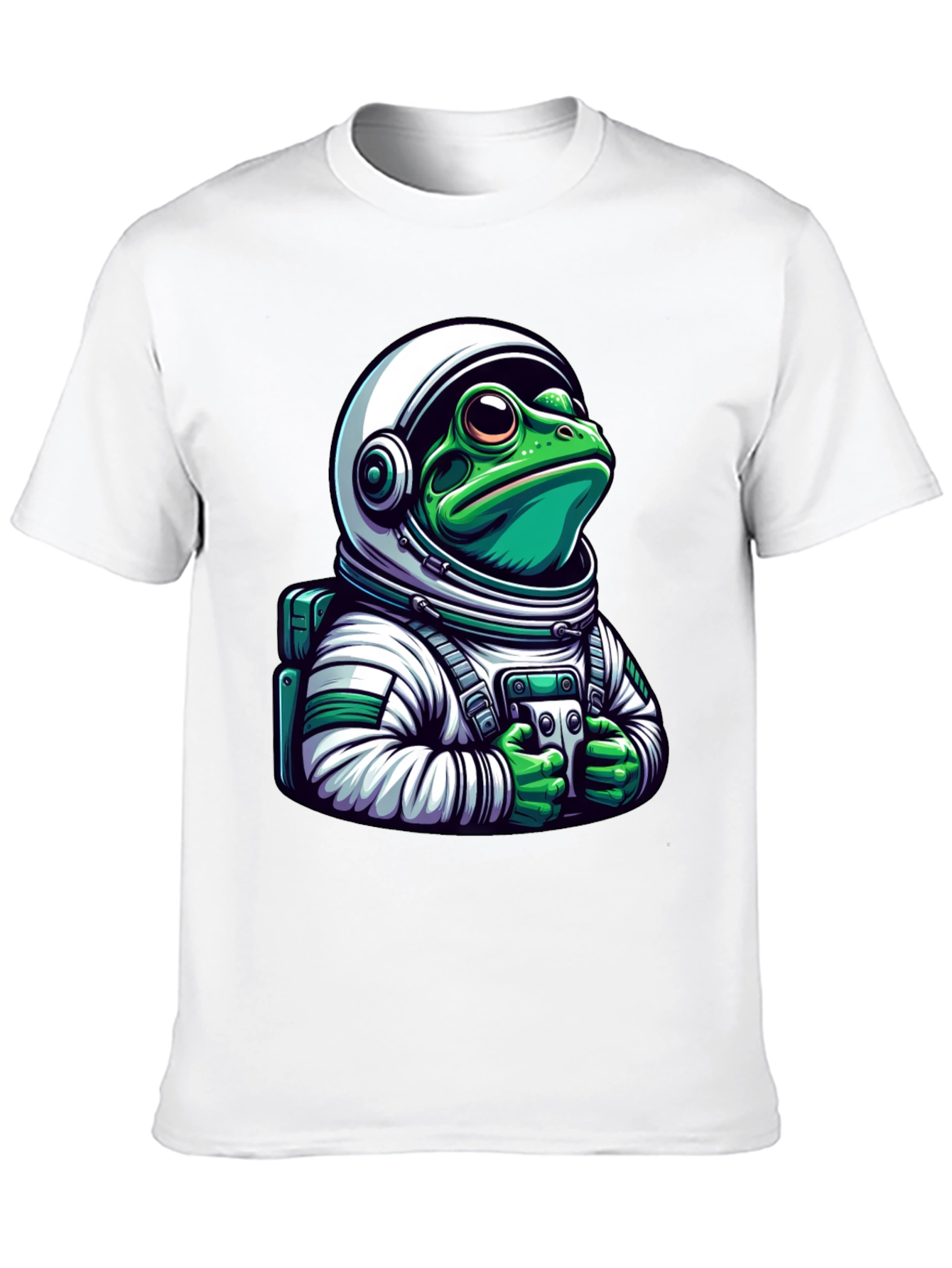 Frog Astronaut Graphic Tee - Black Cotton T-Shirt
