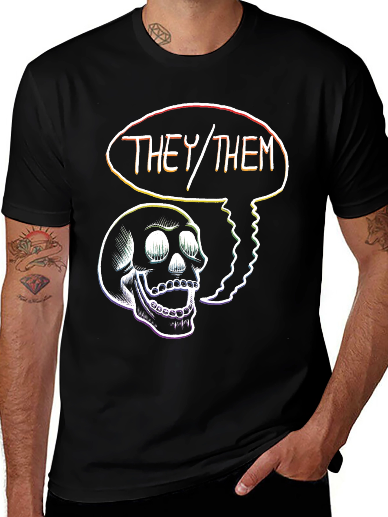 They/Them Skull Graphic T-Shirt - Statement Tee