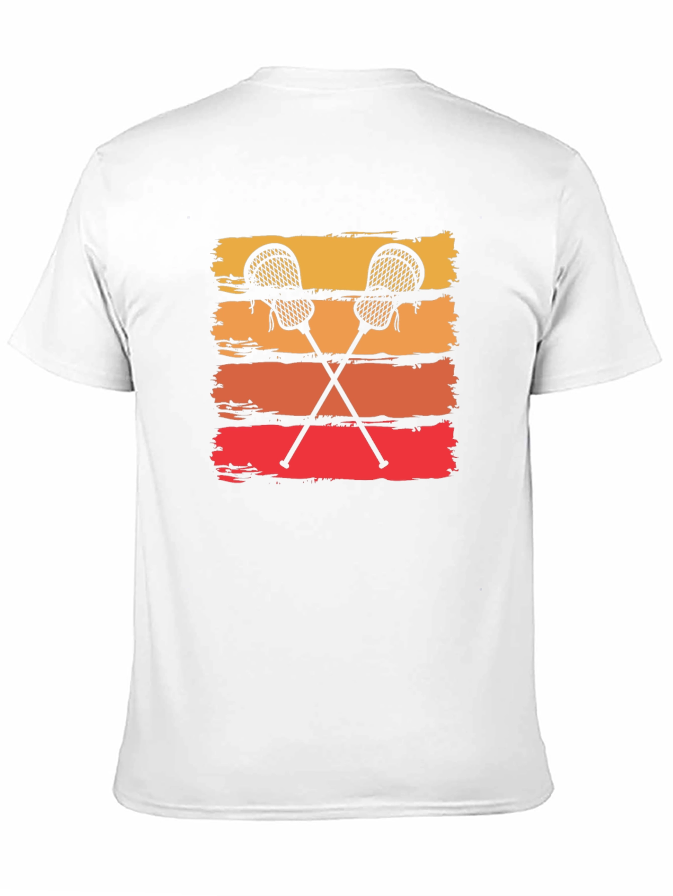 Retro Lacrosse Sticks Tee - Sunset Stripes Graphic T-Shirt