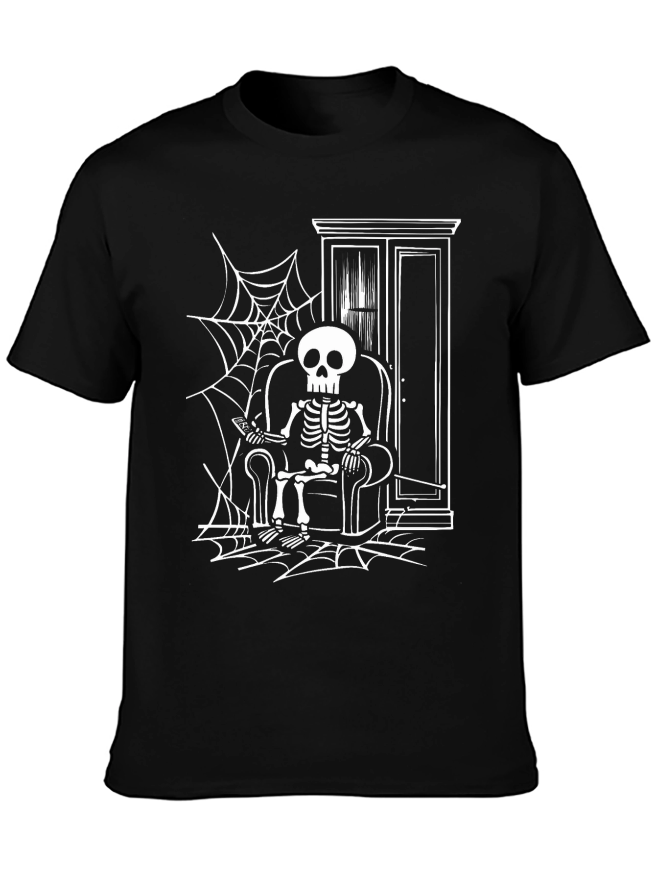 Skeleton in Chair Graphic Tee - Halloween Style