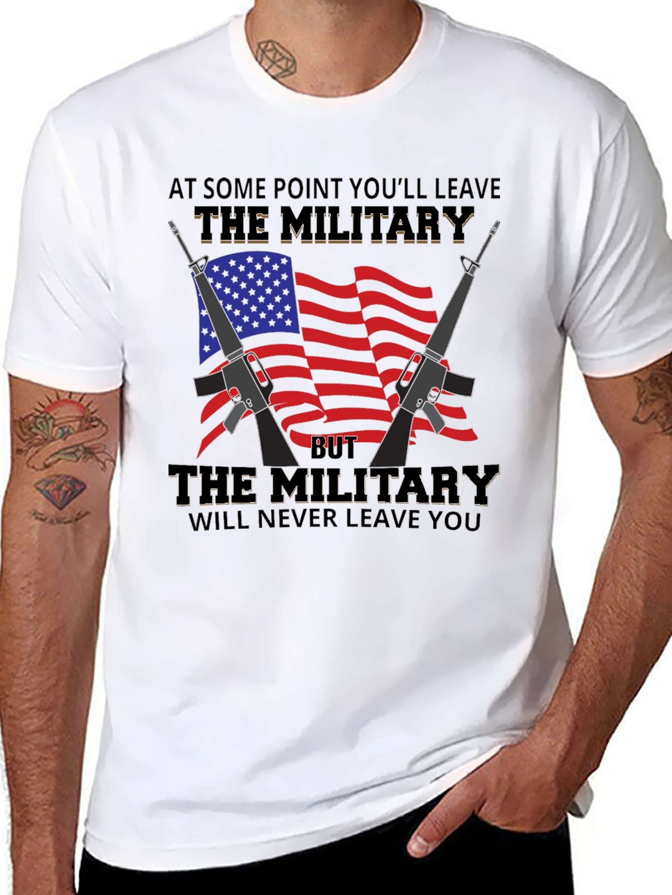 Military Tribute Graphic T-Shirt