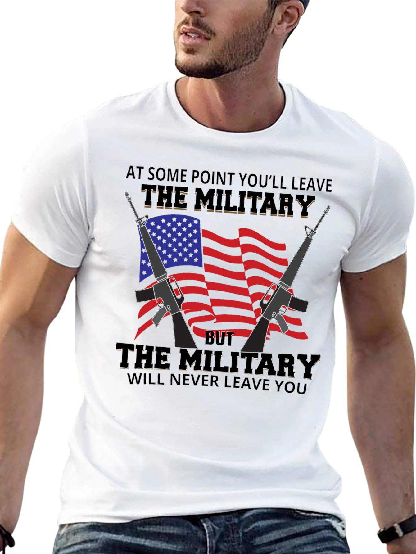 Military Tribute Graphic T-Shirt