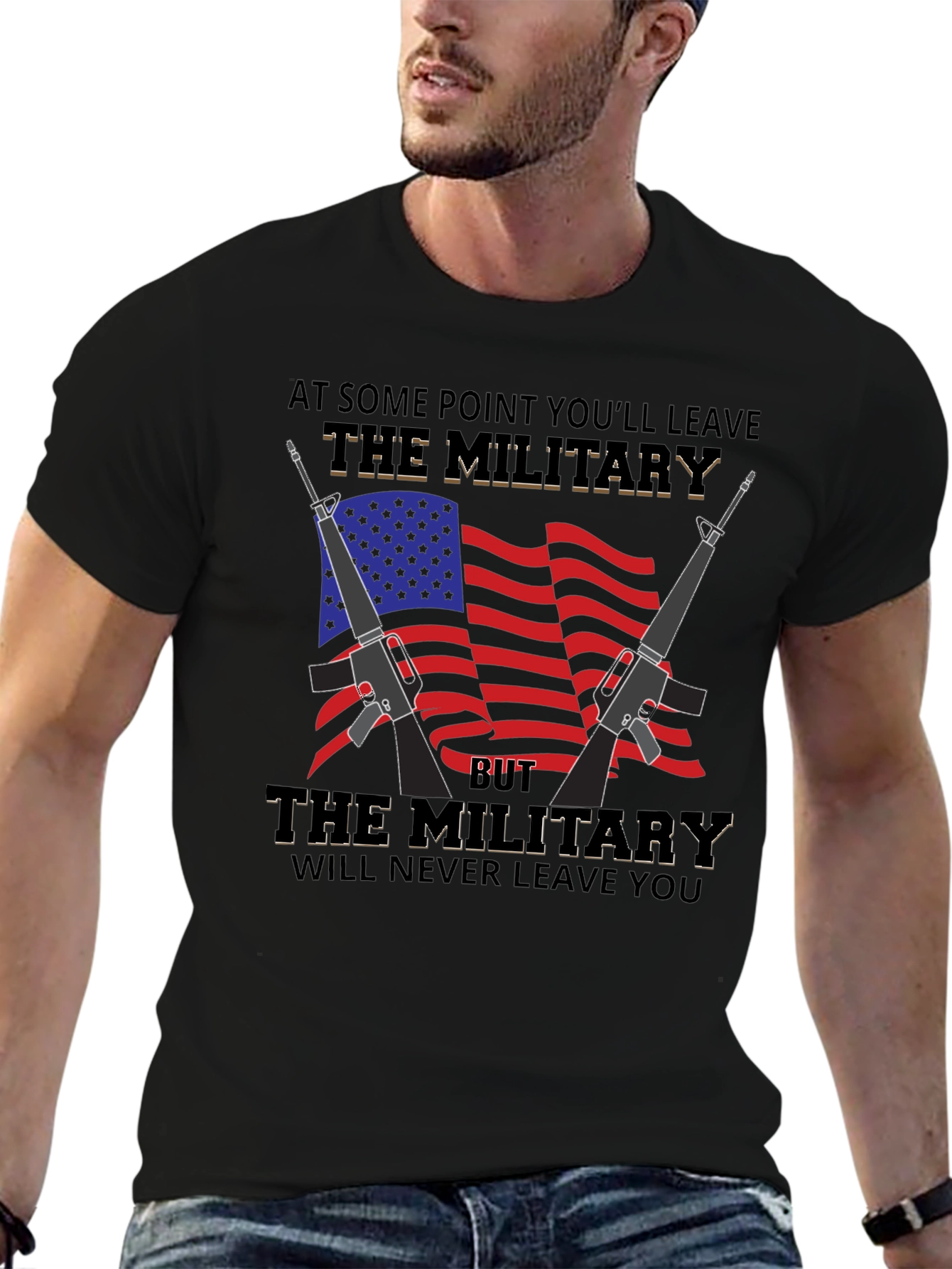 Military Tribute Graphic T-Shirt