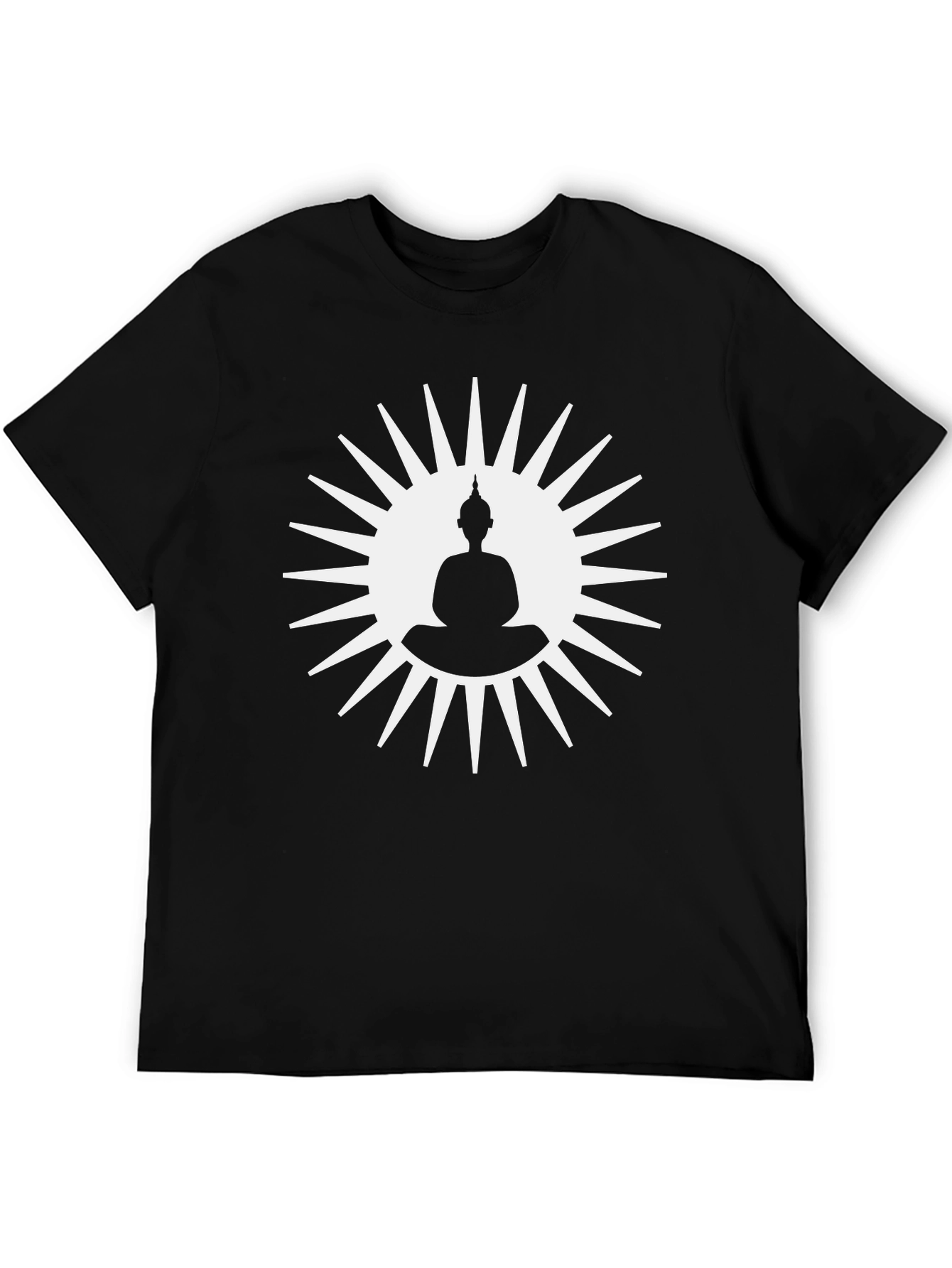 Buddha Sun Graphic Tee - Black Cotton T-Shirt