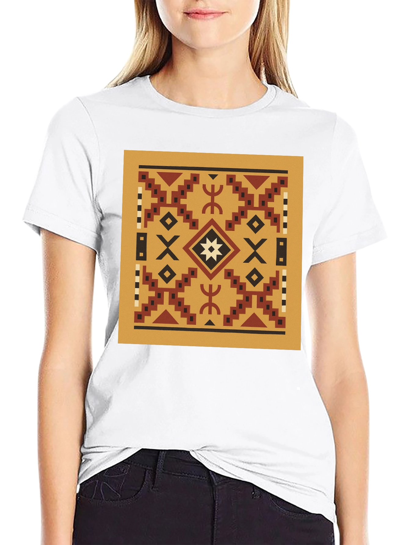 Geometric Pattern T-Shirt - Black