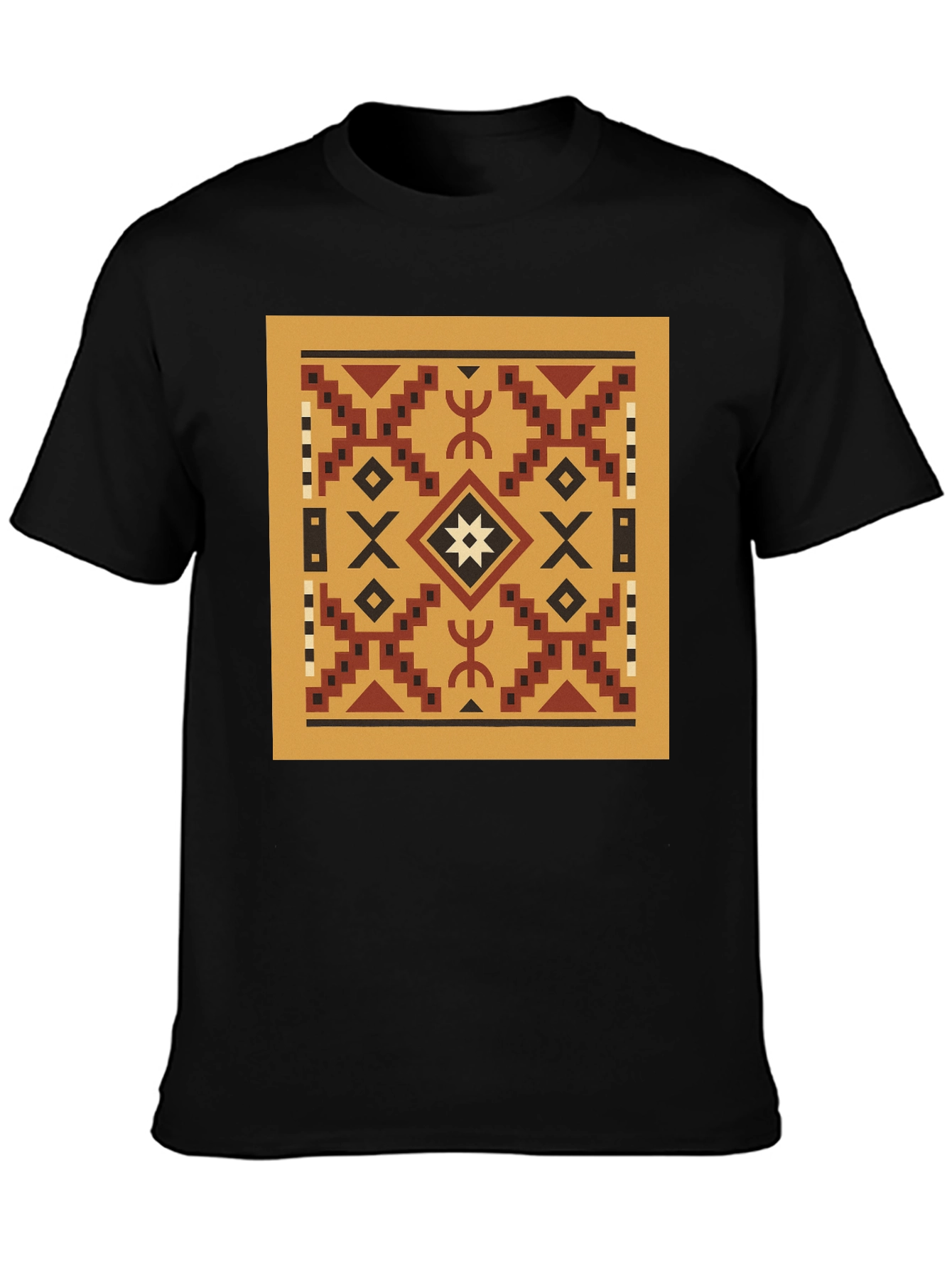 Geometric Pattern T-Shirt - Black