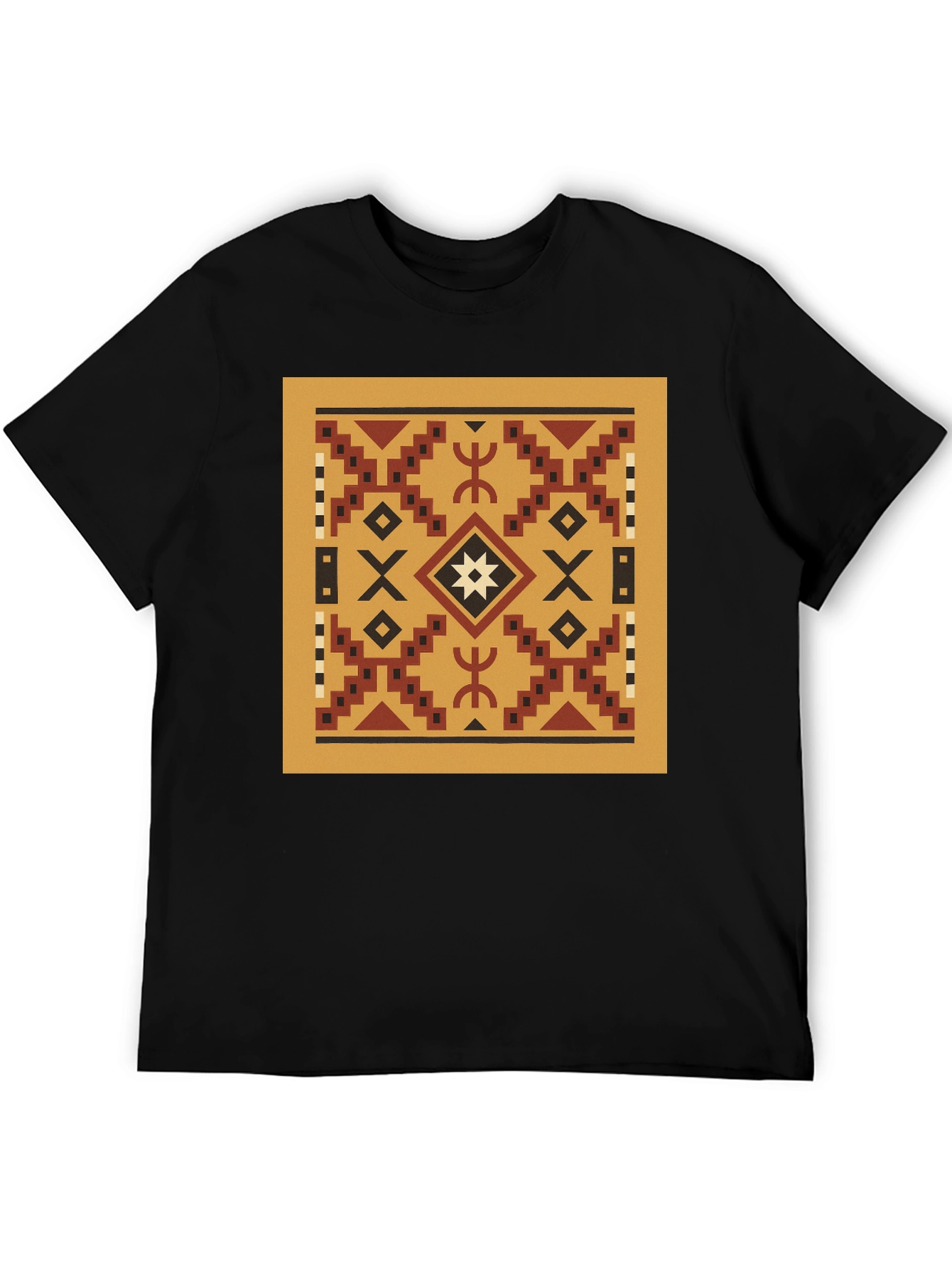 Geometric Pattern T-Shirt - Black