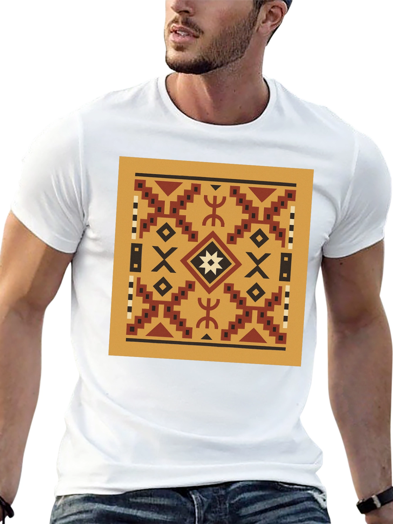 Geometric Pattern T-Shirt - Black