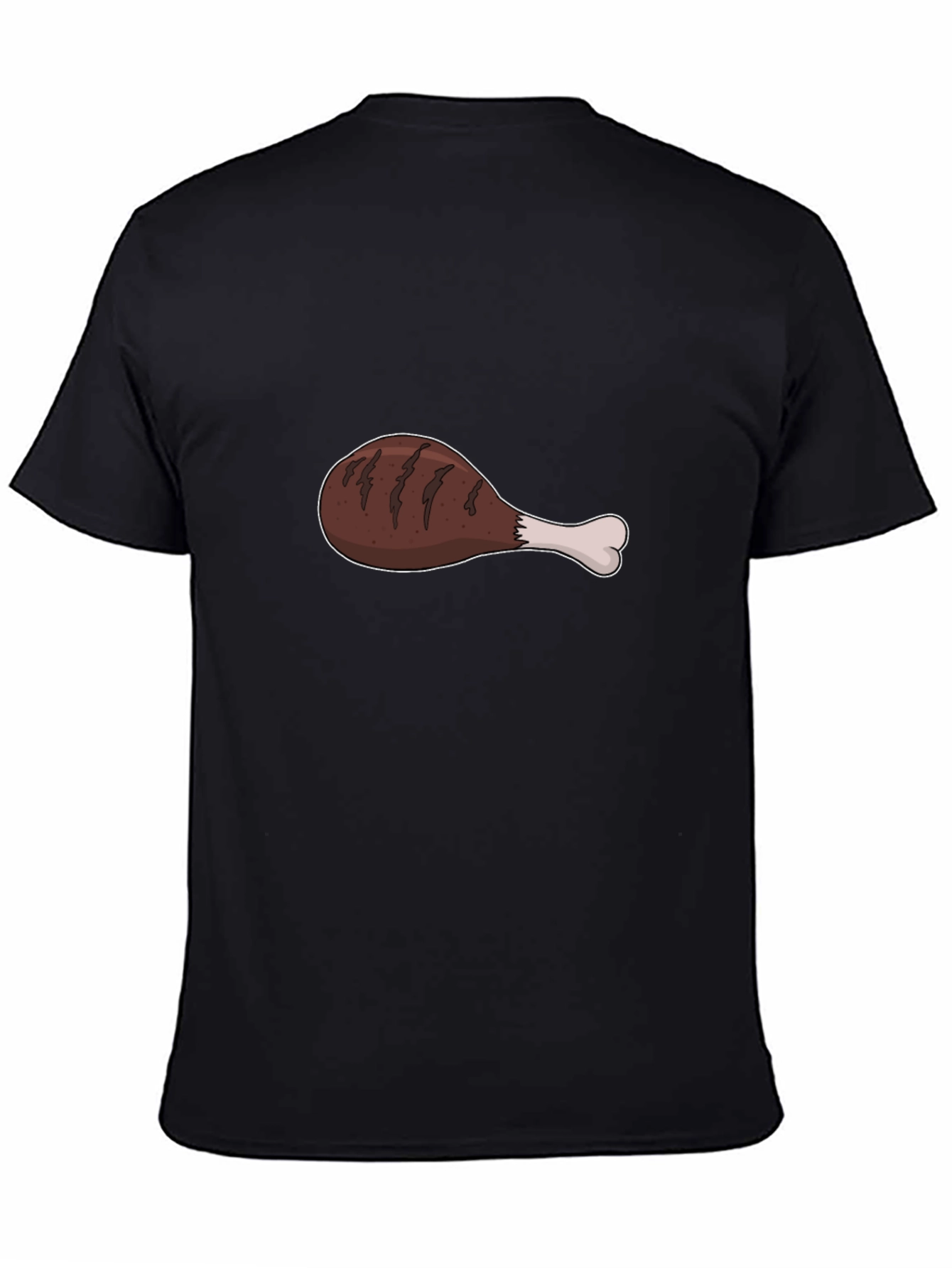 Cartoon Drumstick T-Shirt - Black Cotton Tee