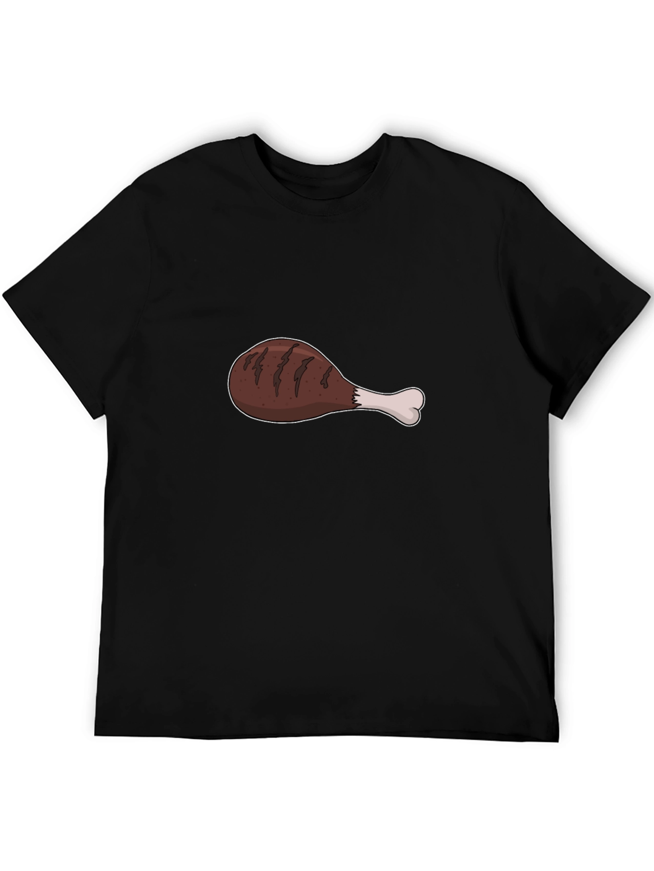 Cartoon Drumstick T-Shirt - Black Cotton Tee